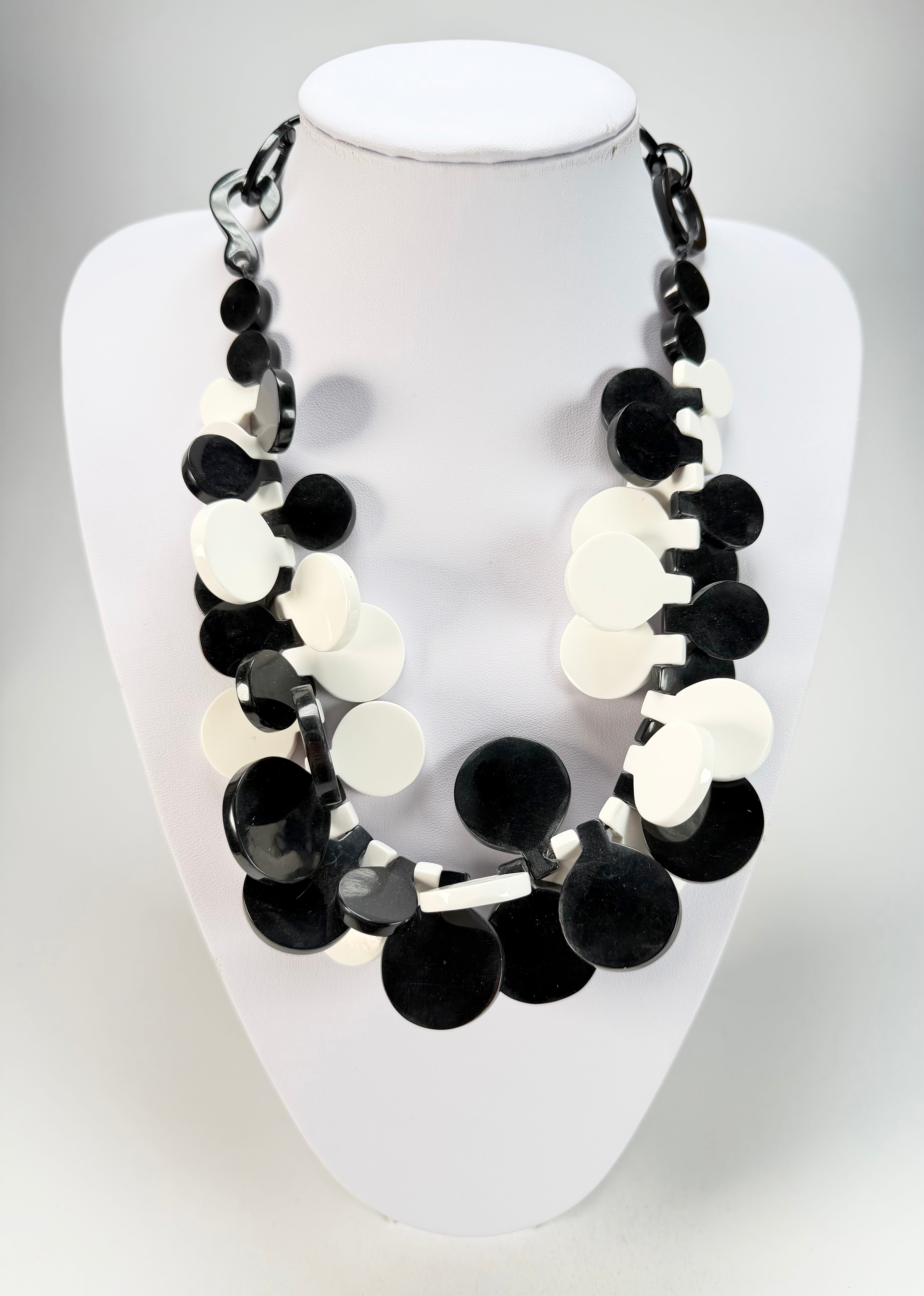 Marion Godart - BSX "Boutons" Monochrome Black & White Resin Necklace