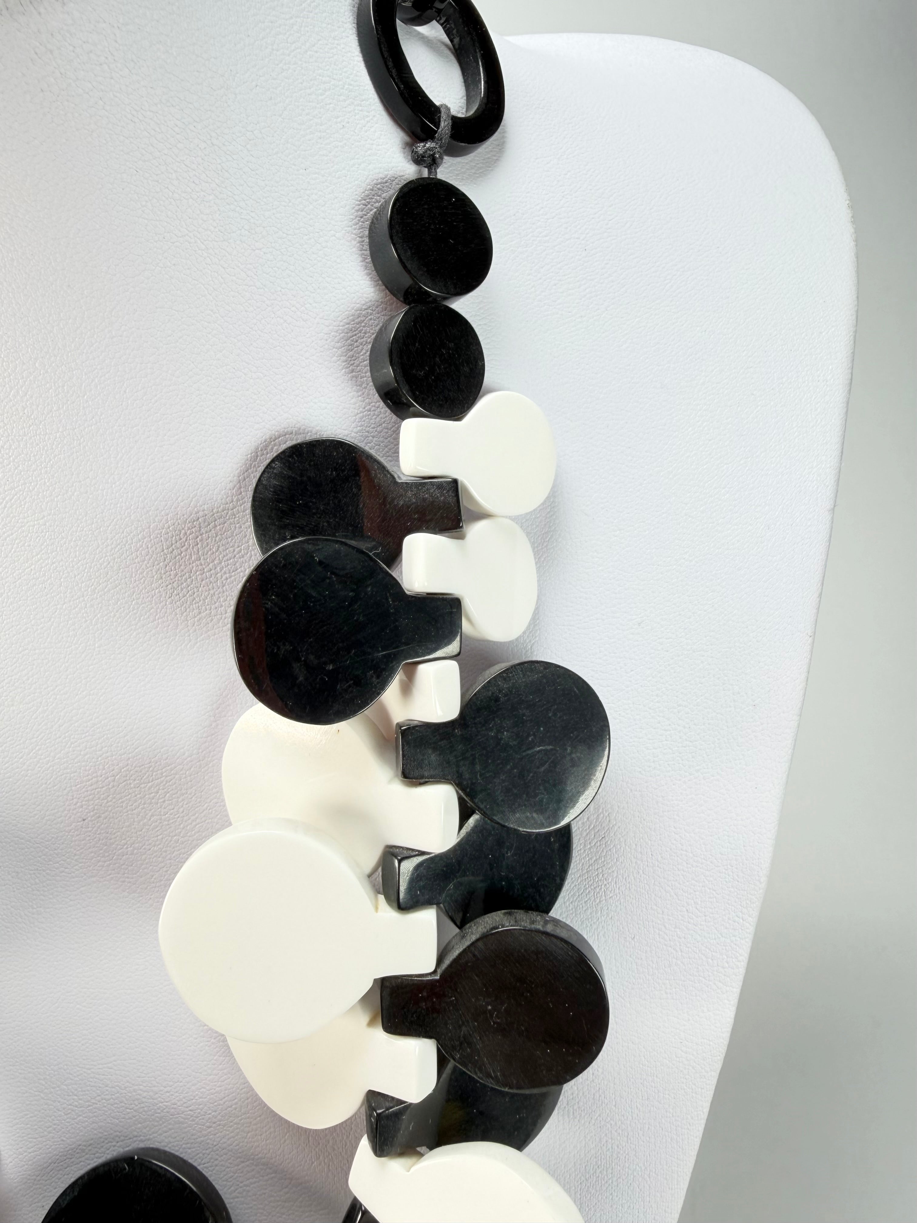 Marion Godart - BSX "Boutons" Monochrome Black & White Resin Necklace