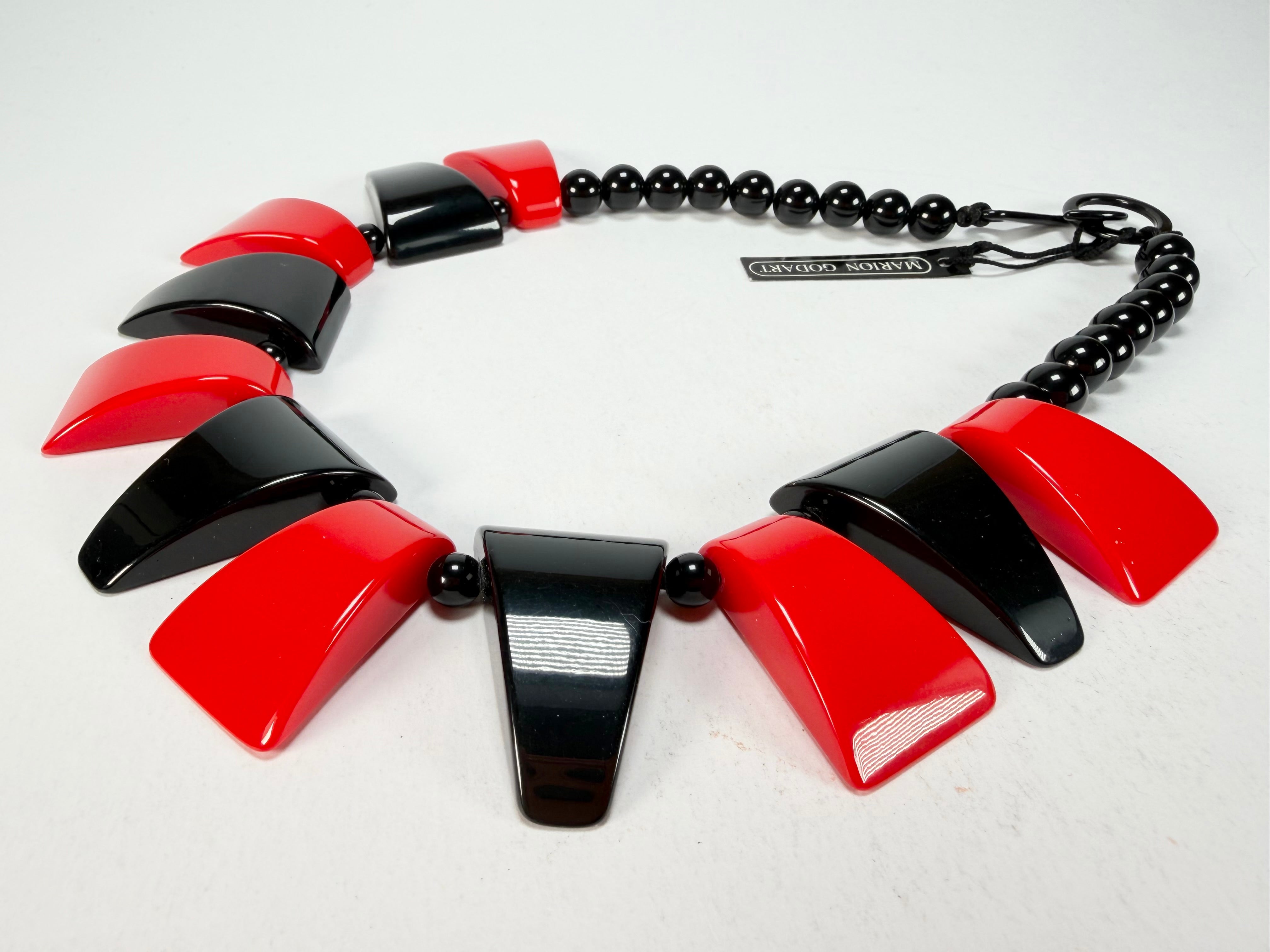 Marion Godart - BSX "Morceaux De Drapeau" Red & Black Resin Necklace
