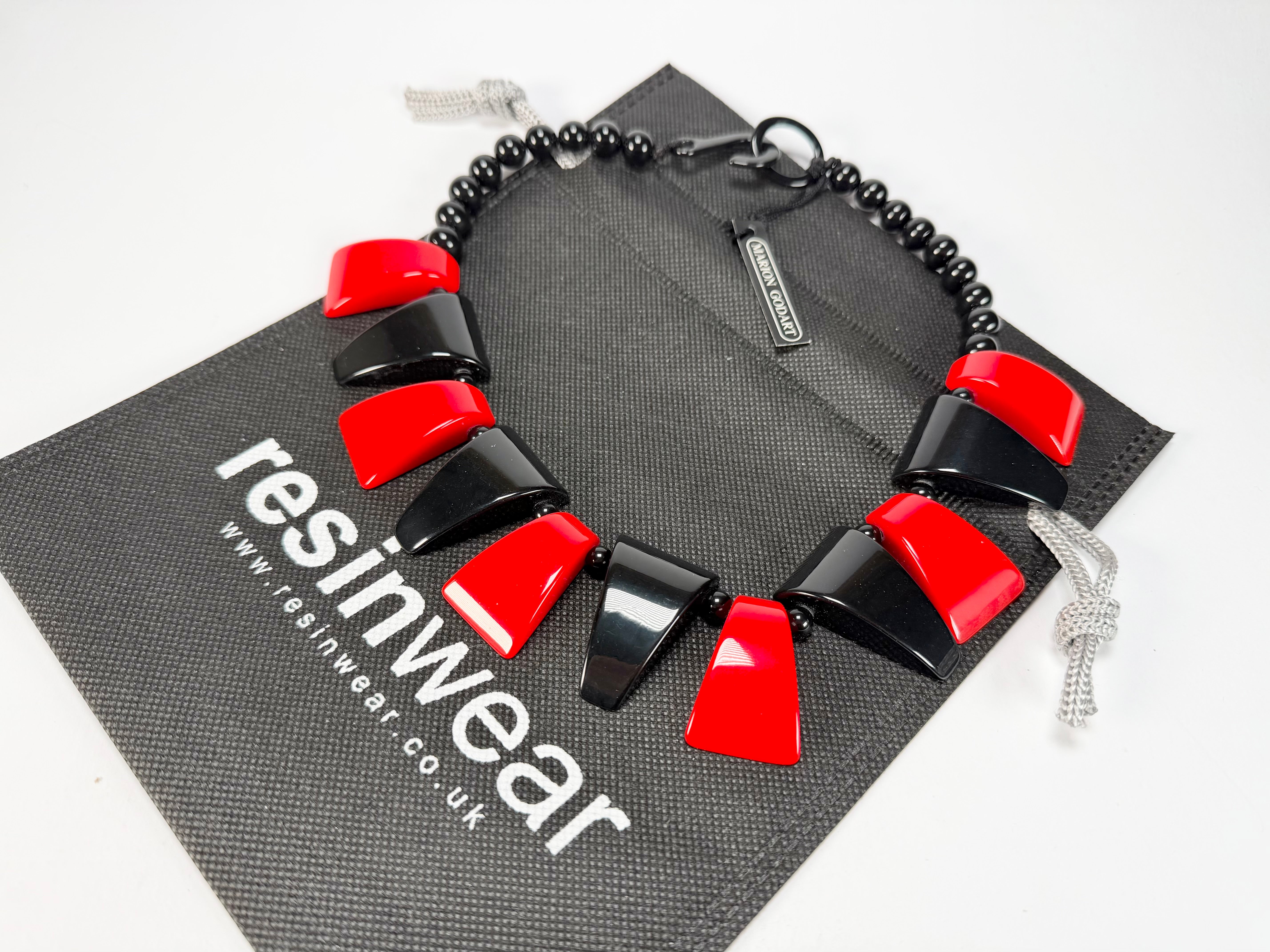 Marion Godart - BSX "Morceaux De Drapeau" Red & Black Resin Necklace