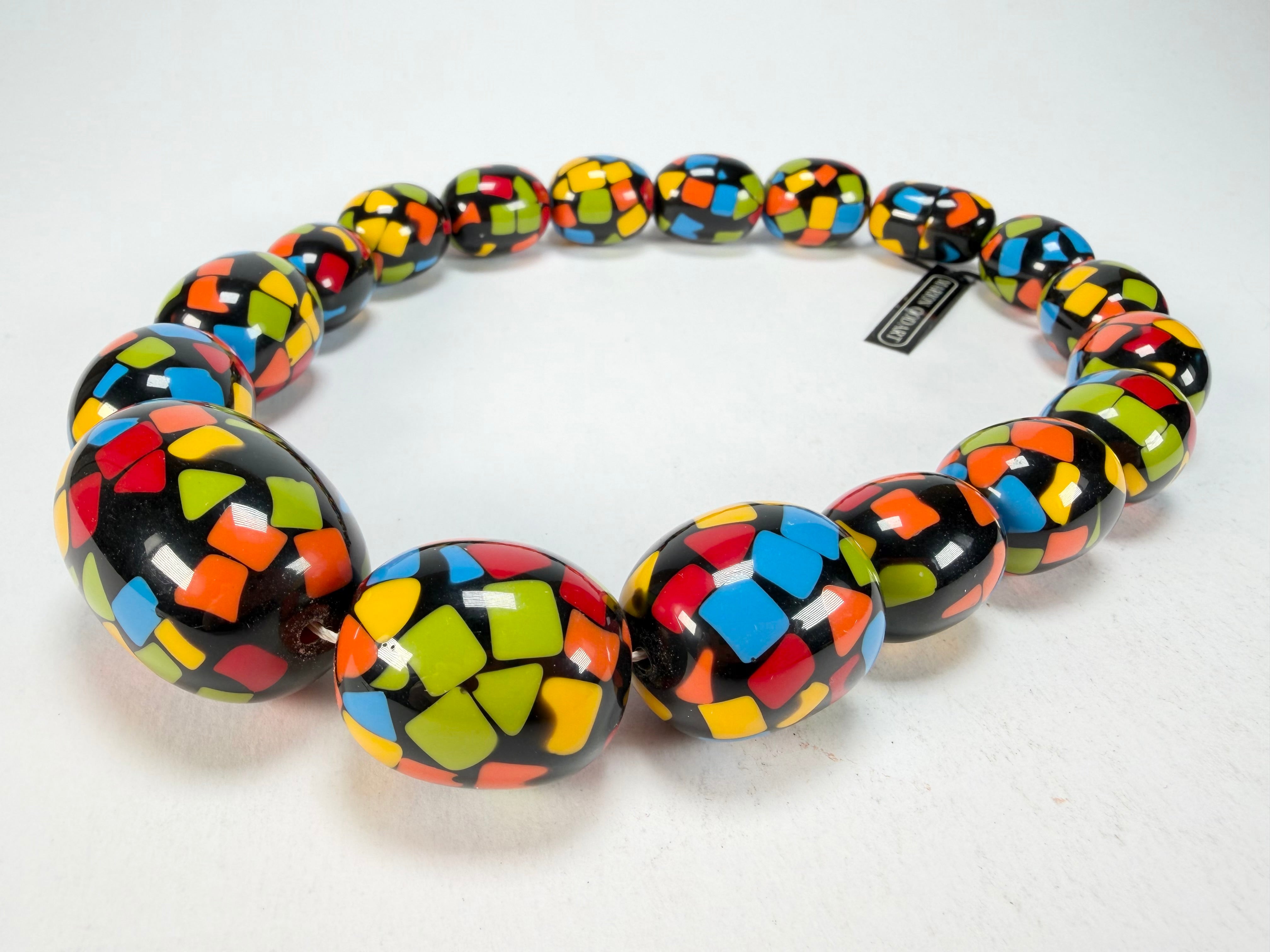 Marion Godart - Confetti "Tonneau Roulant" Art-Deco Mix Resin Necklace