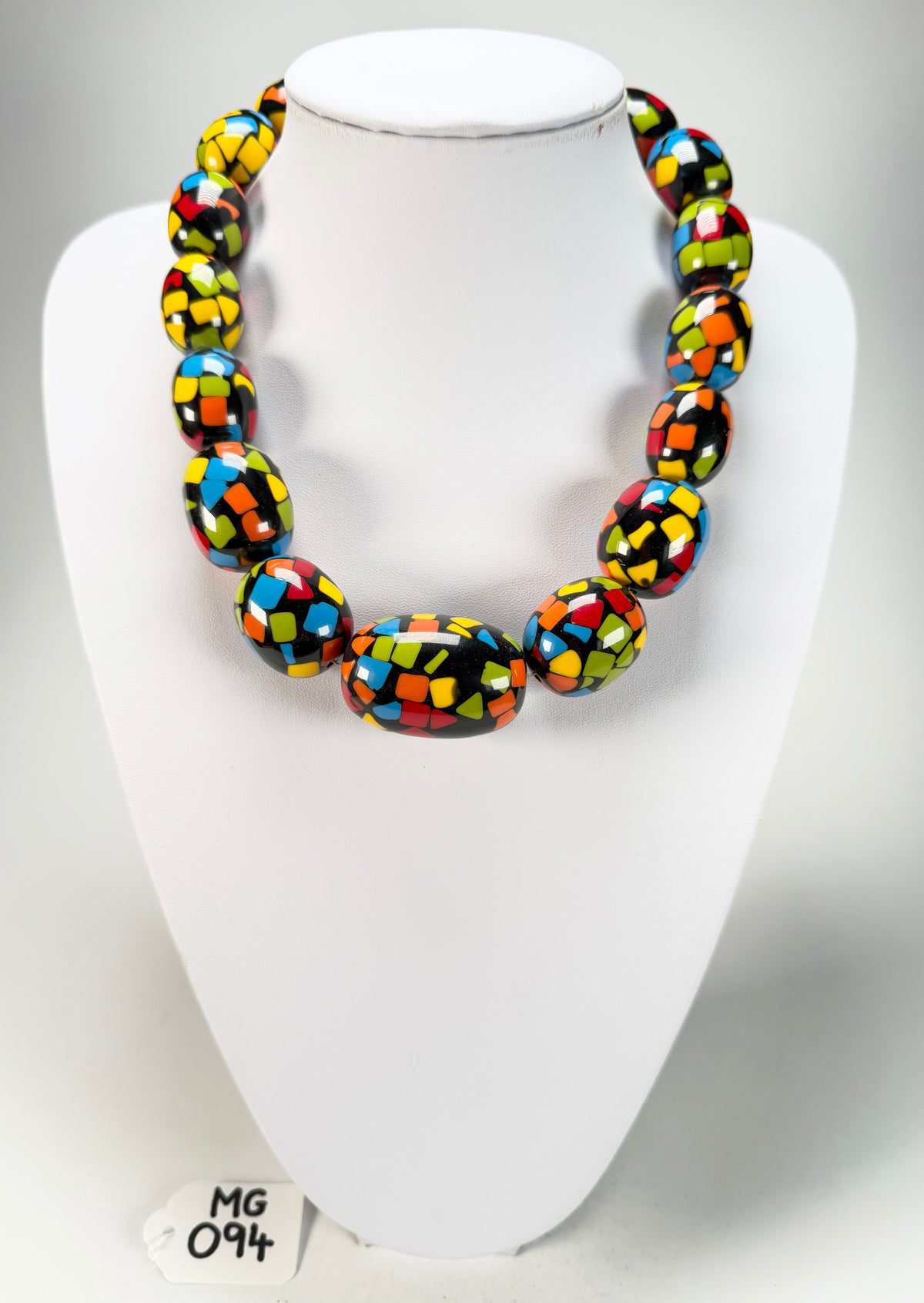 Marion Godart - Confetti "Tonneau Roulant" Art-Deco Mix Resin Necklace