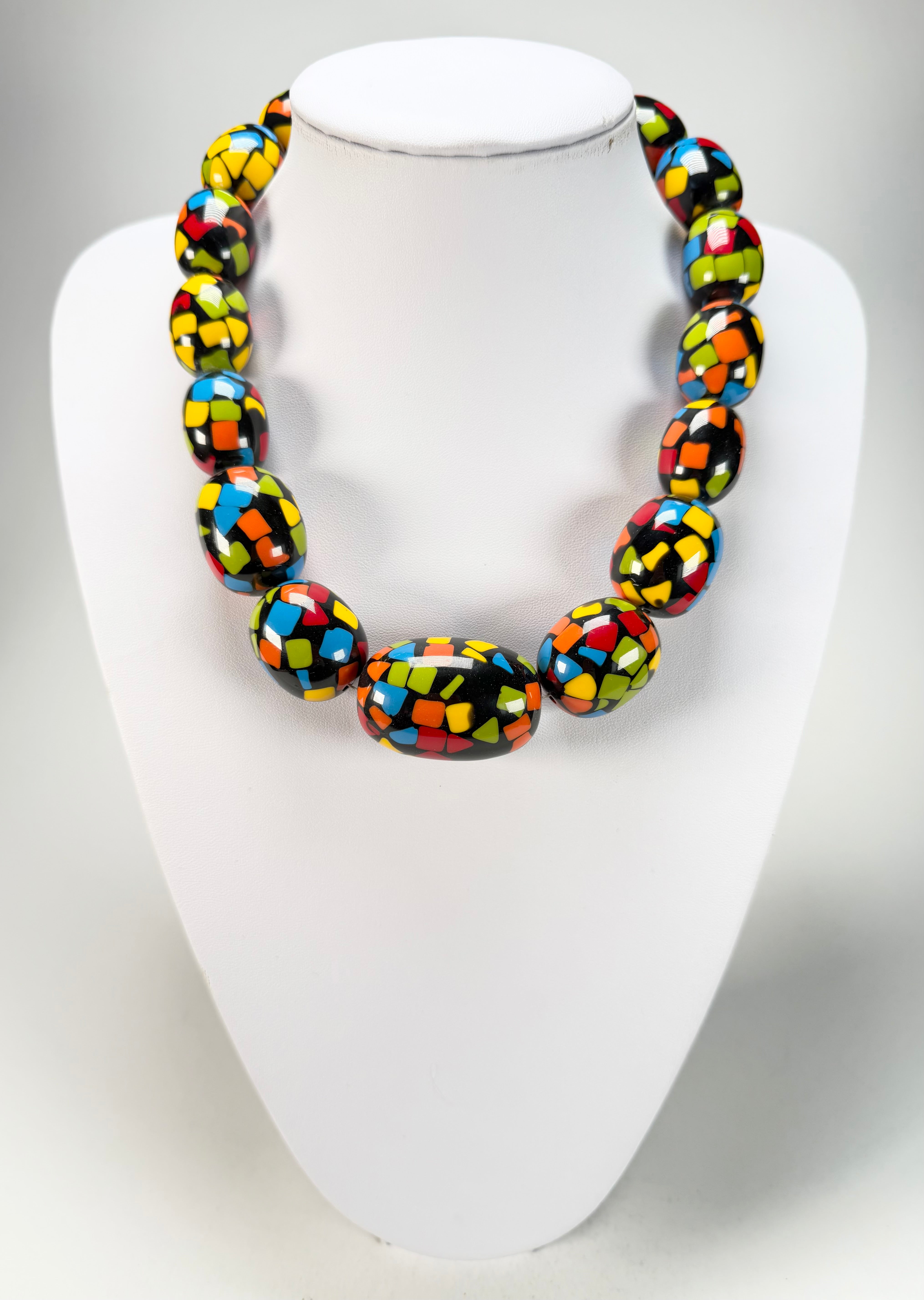 Marion Godart - Confetti "Tonneau Roulant" Art-Deco Mix Resin Necklace