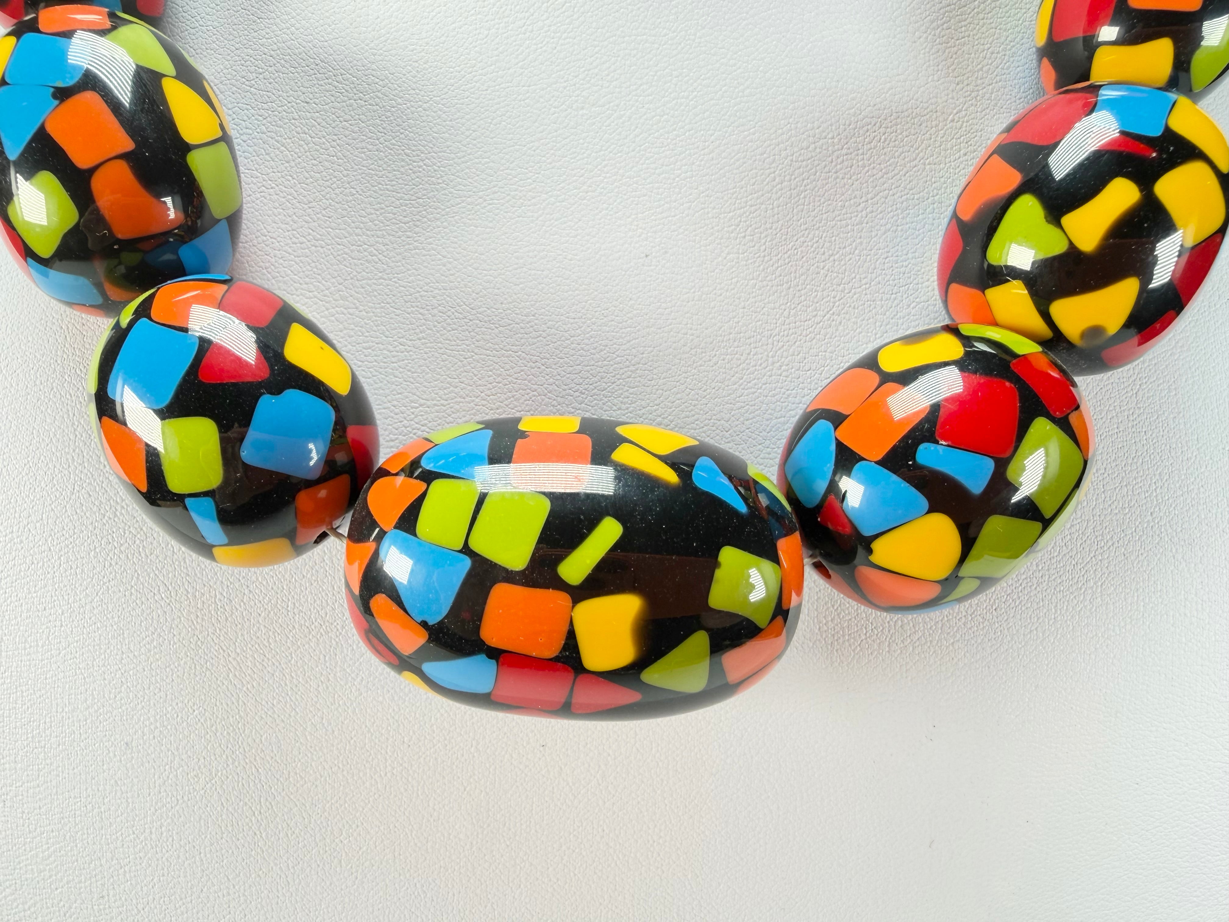 Marion Godart - Confetti "Tonneau Roulant" Art-Deco Mix Resin Necklace