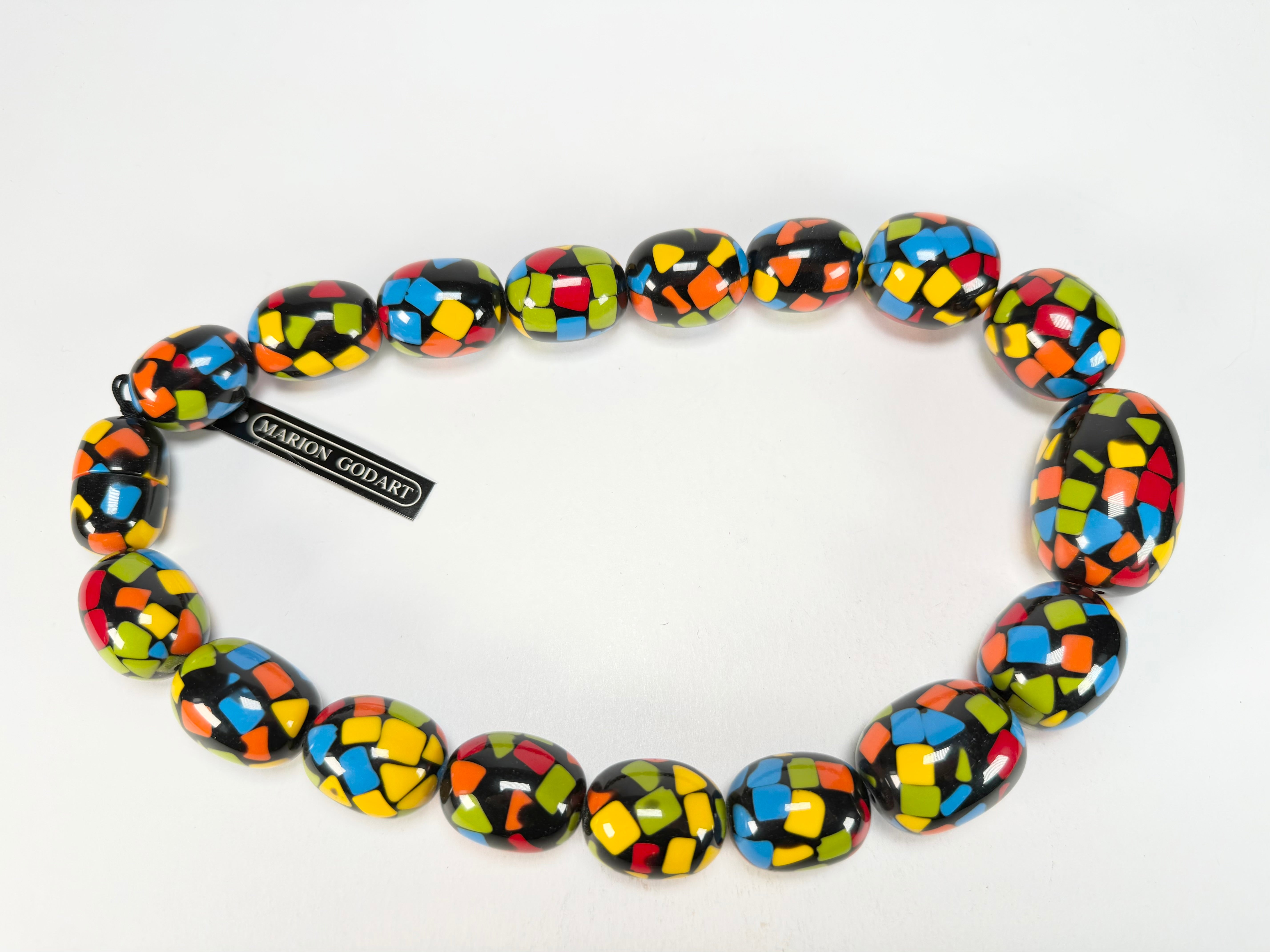 Marion Godart - Confetti "Tonneau Roulant" Art-Deco Mix Resin Necklace