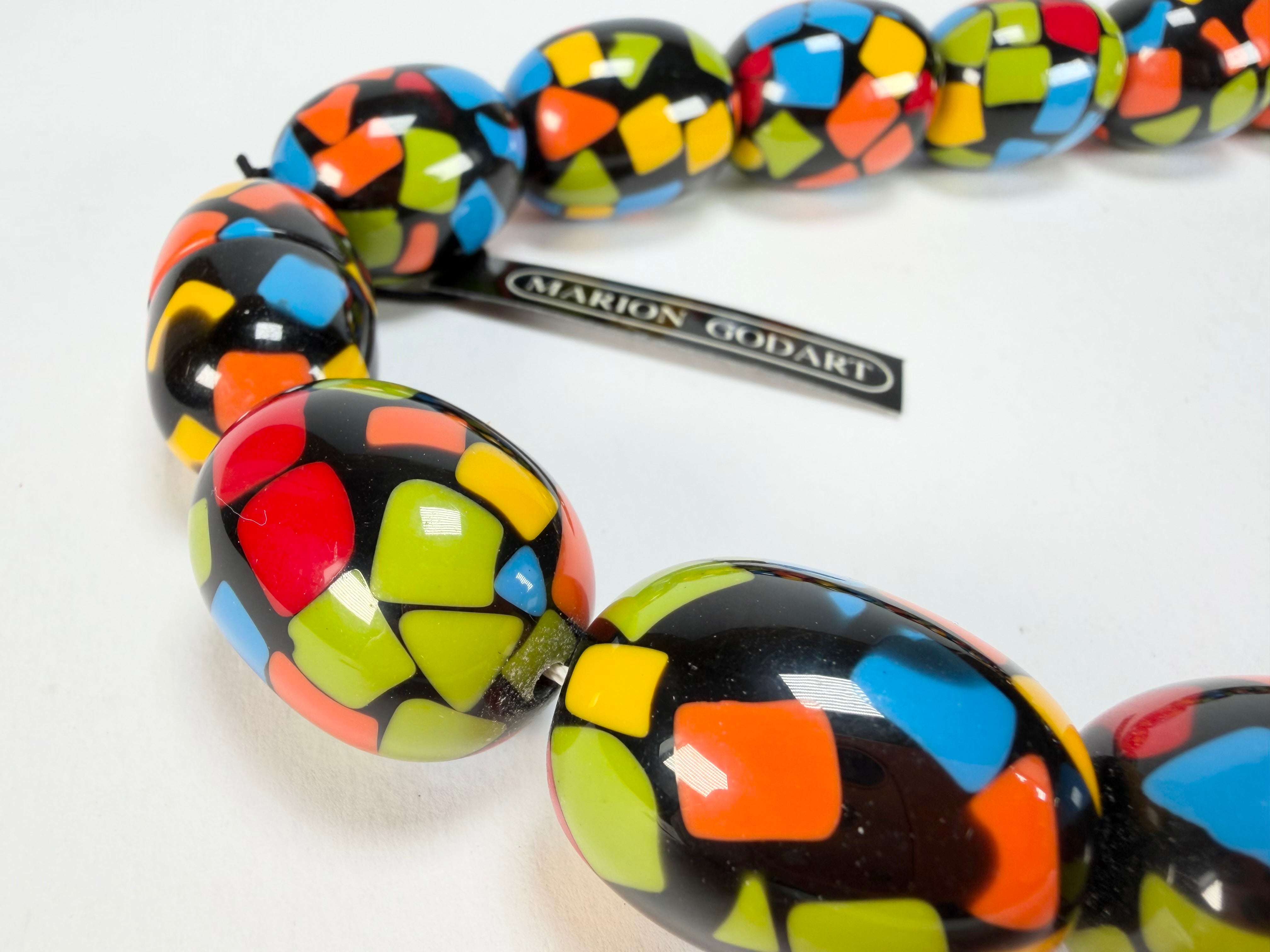 Marion Godart - Confetti "Tonneau Roulant" Art-Deco Mix Resin Necklace
