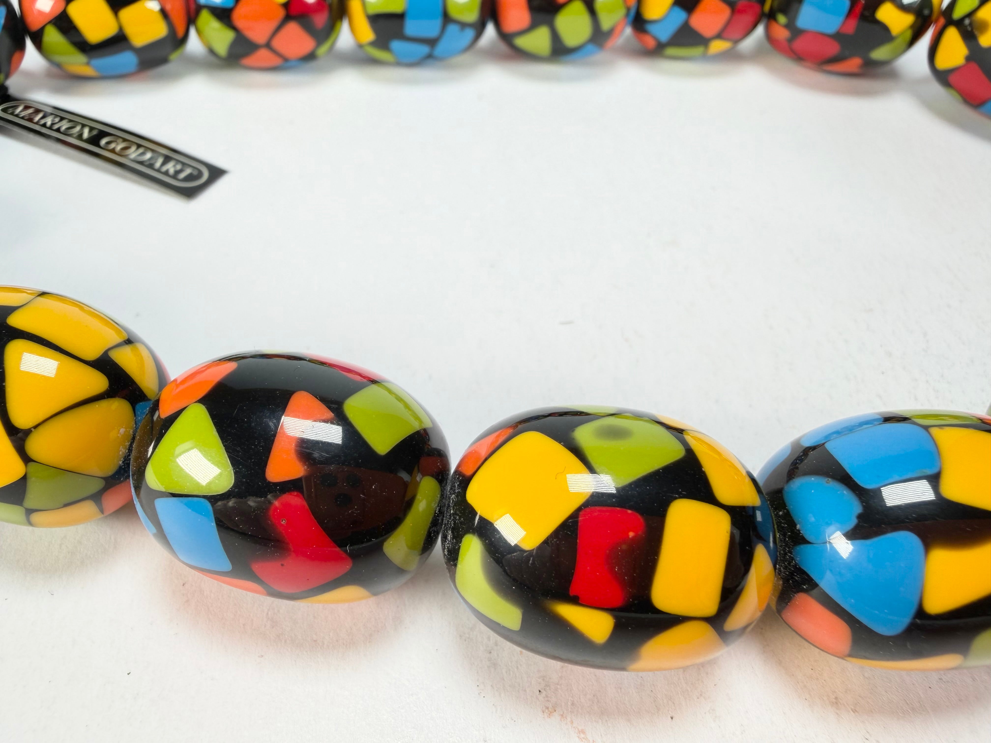 Marion Godart - Confetti "Tonneau Roulant" Art-Deco Mix Resin Necklace