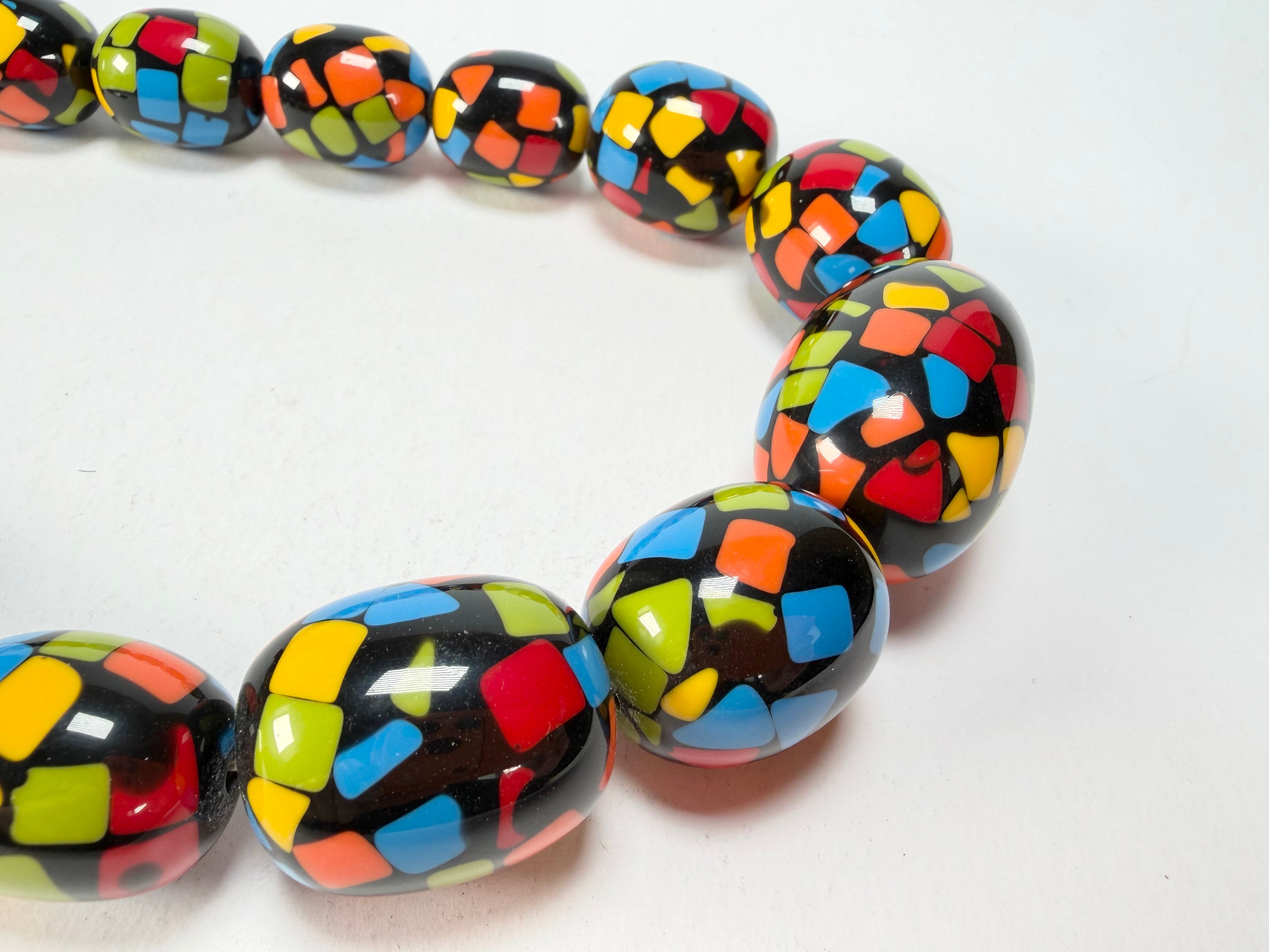 Marion Godart - Confetti "Tonneau Roulant" Art-Deco Mix Resin Necklace