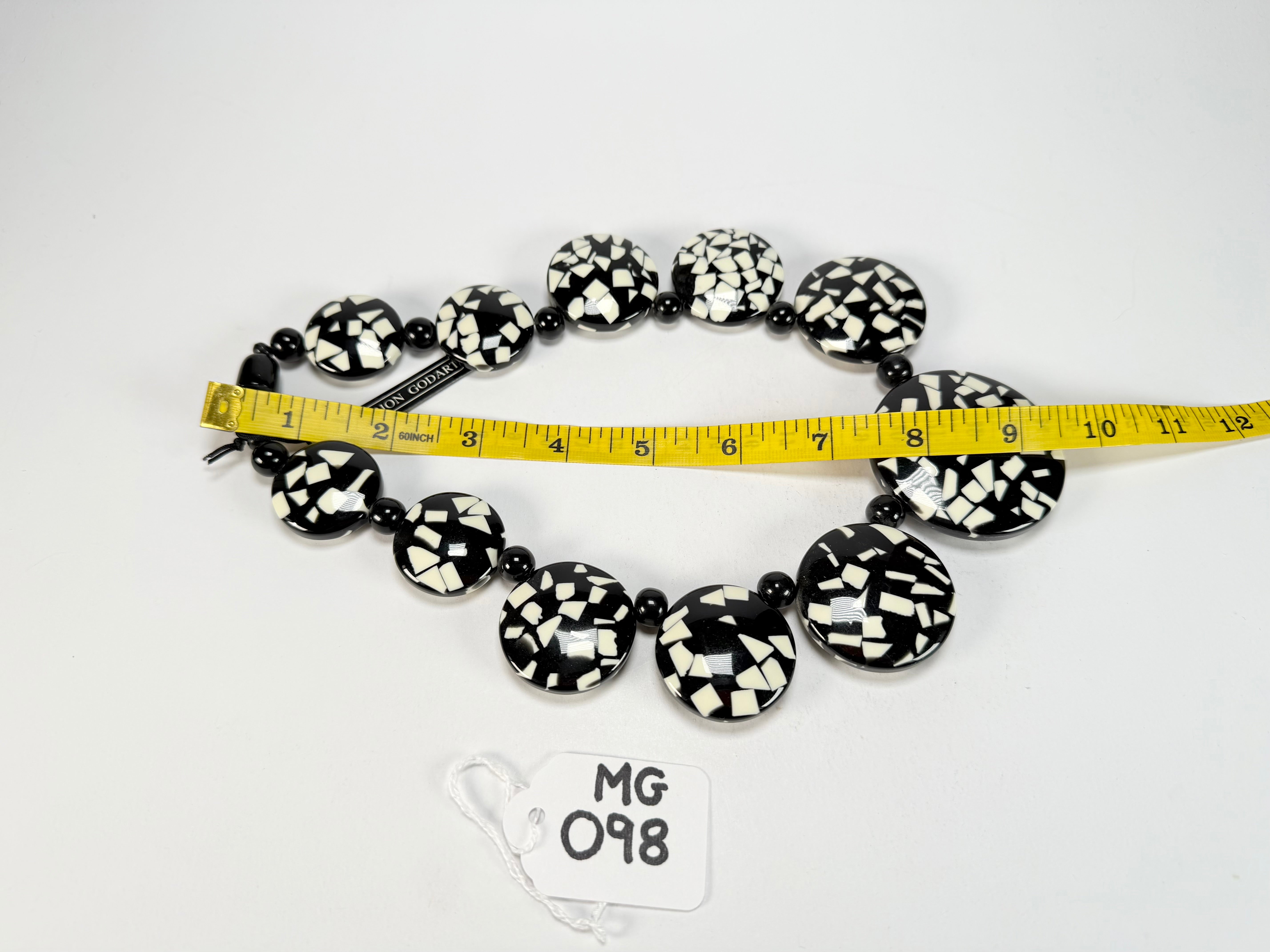 Marion Godart - Confetti "Bouclier" Black & White Resin Necklace