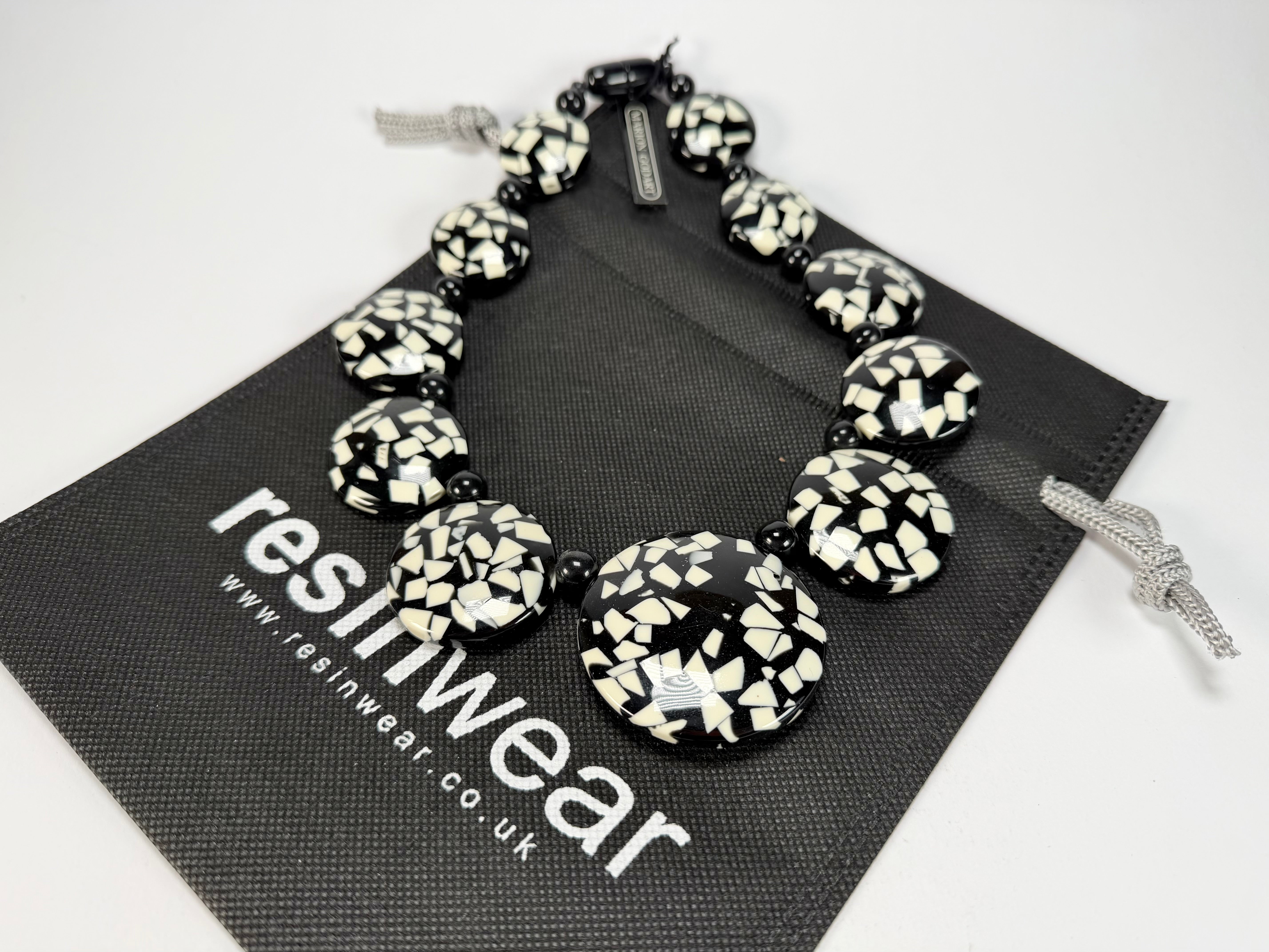 Marion Godart - Confetti "Bouclier" Black & White Resin Necklace