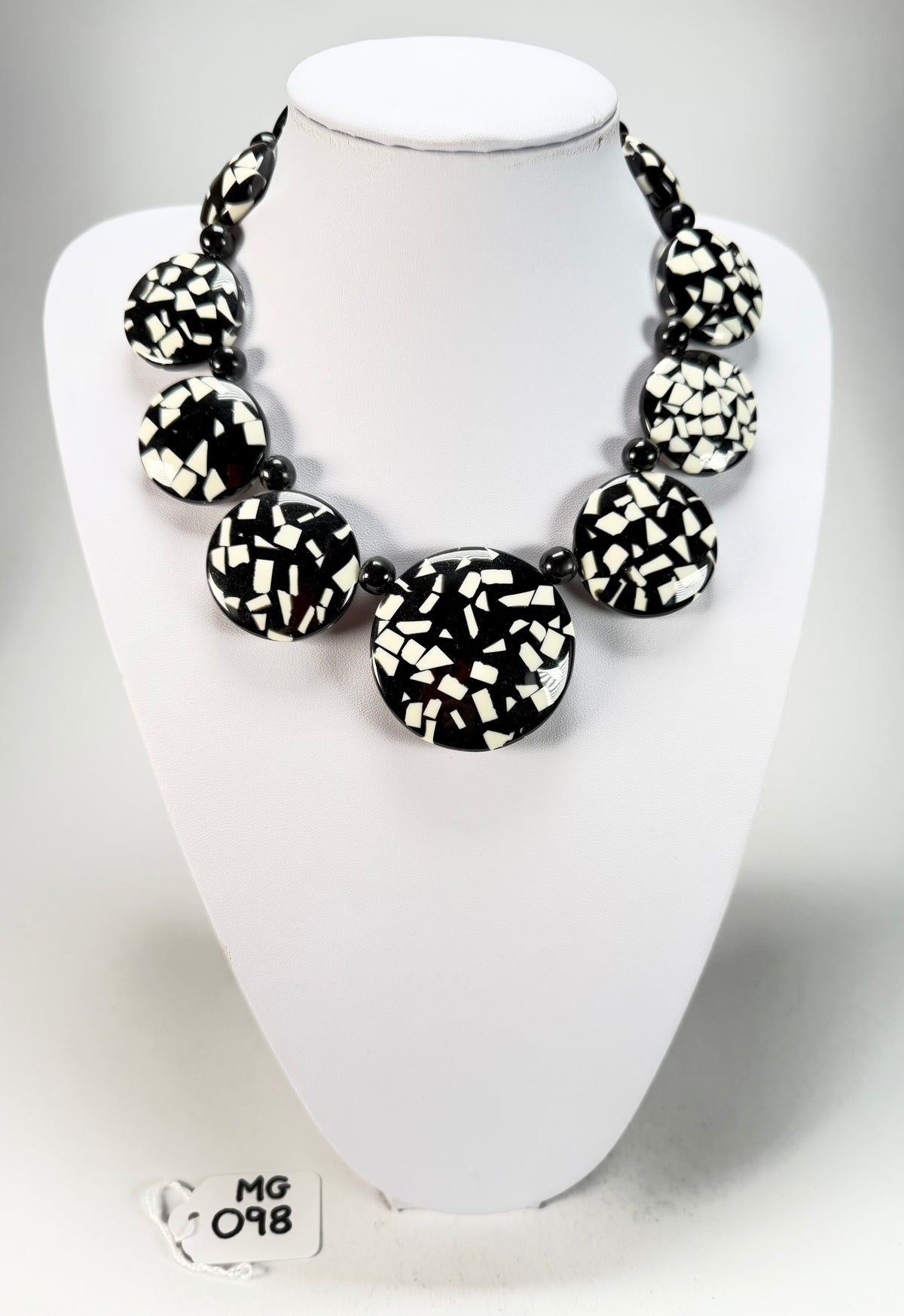 Marion Godart - Confetti "Bouclier" Black & White Resin Necklace
