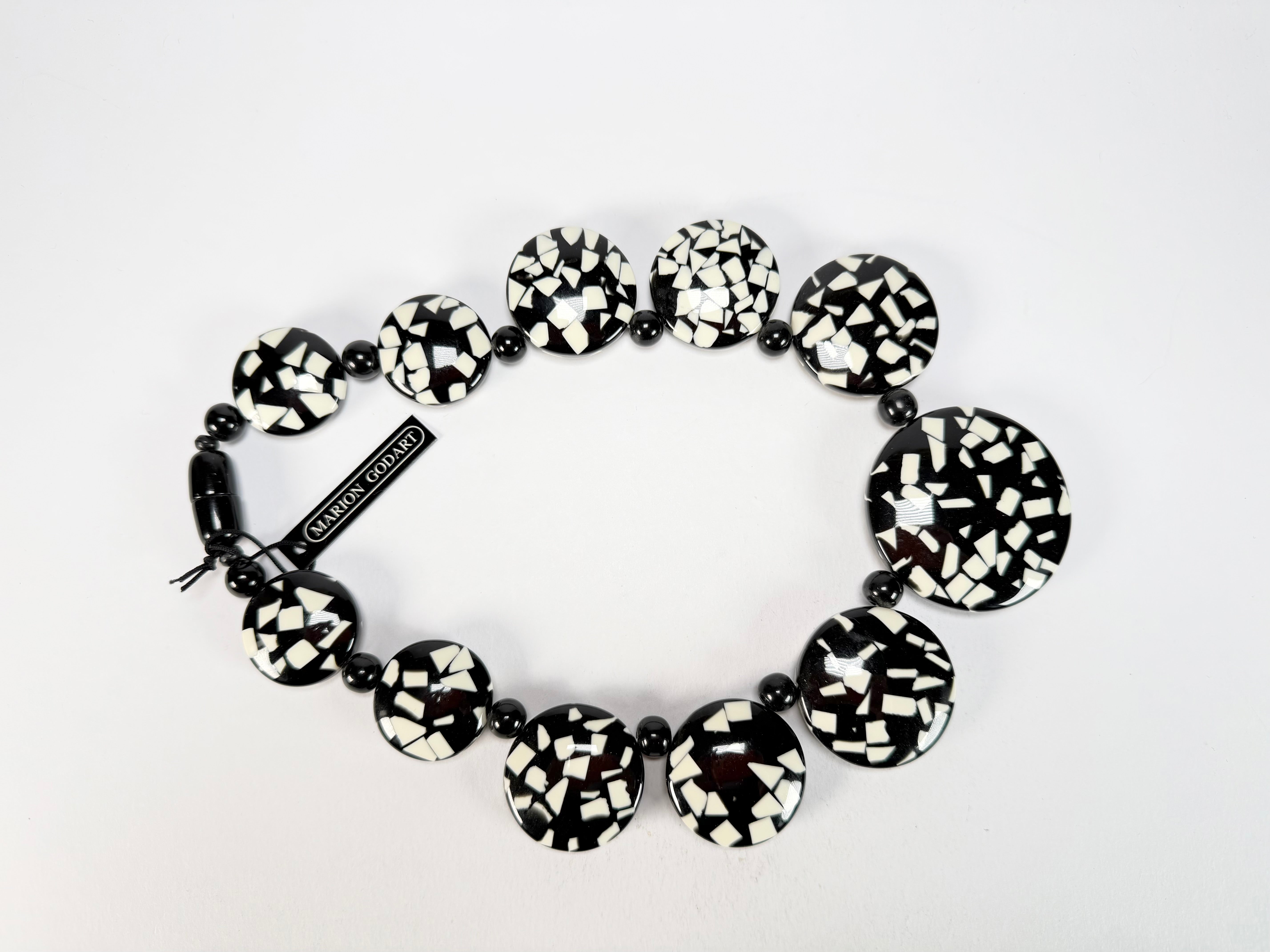 Marion Godart - Confetti "Bouclier" Black & White Resin Necklace