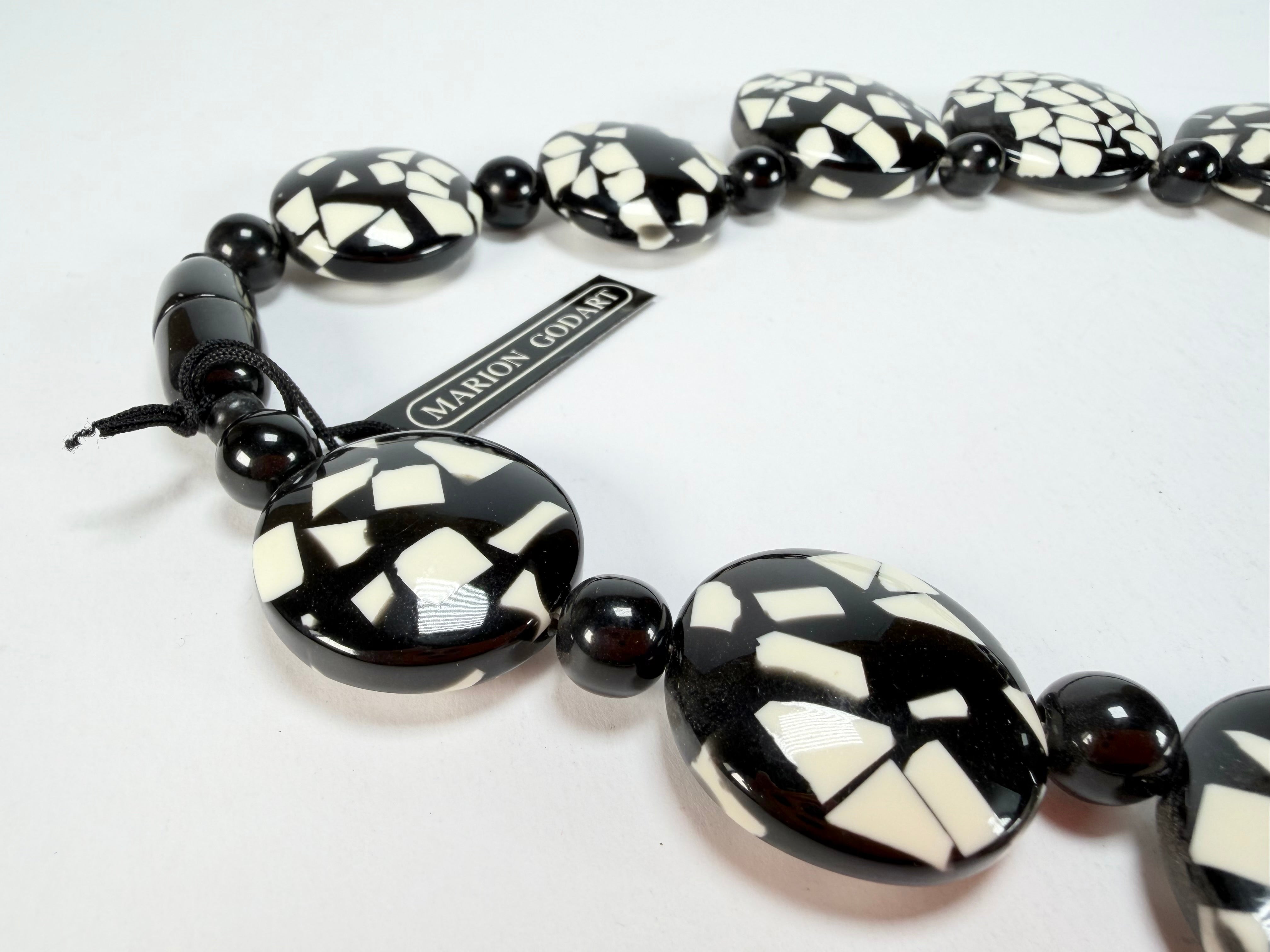 Marion Godart - Confetti "Bouclier" Black & White Resin Necklace