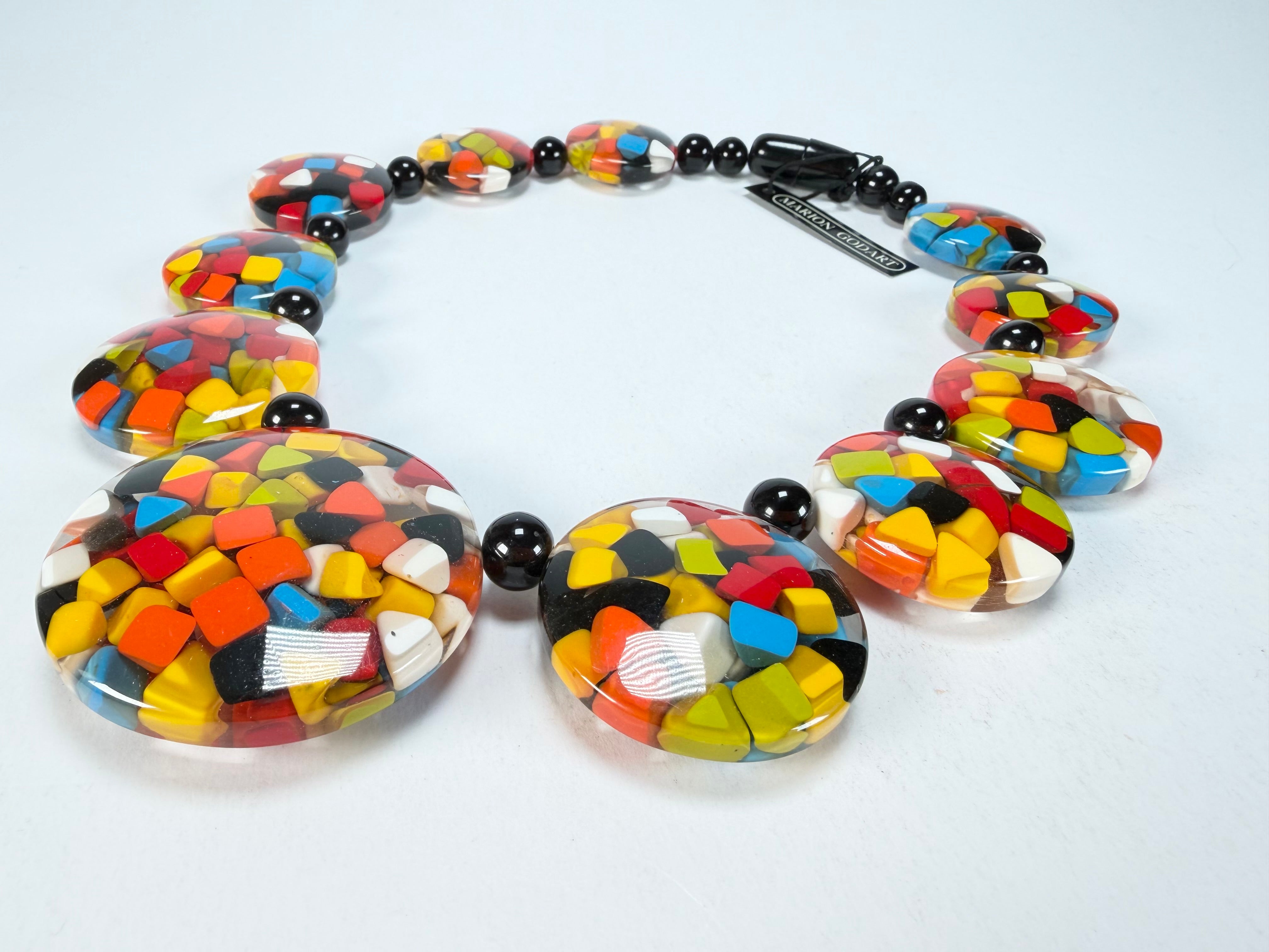 Marion Godart - Confetti "Bouclier" Black + Summer Mix Resin Necklace