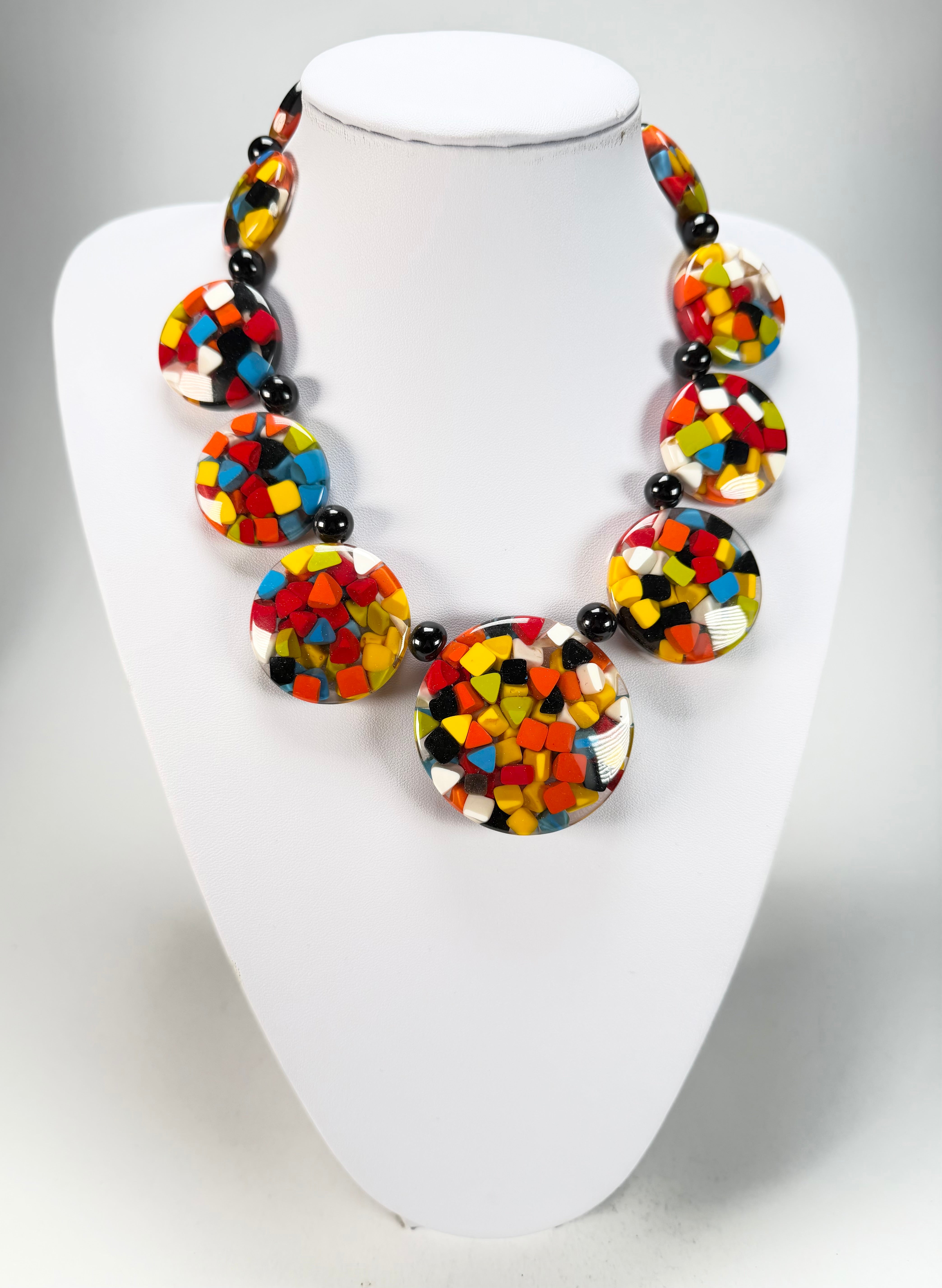 Marion Godart - Confetti "Bouclier" Black + Summer Mix Resin Necklace