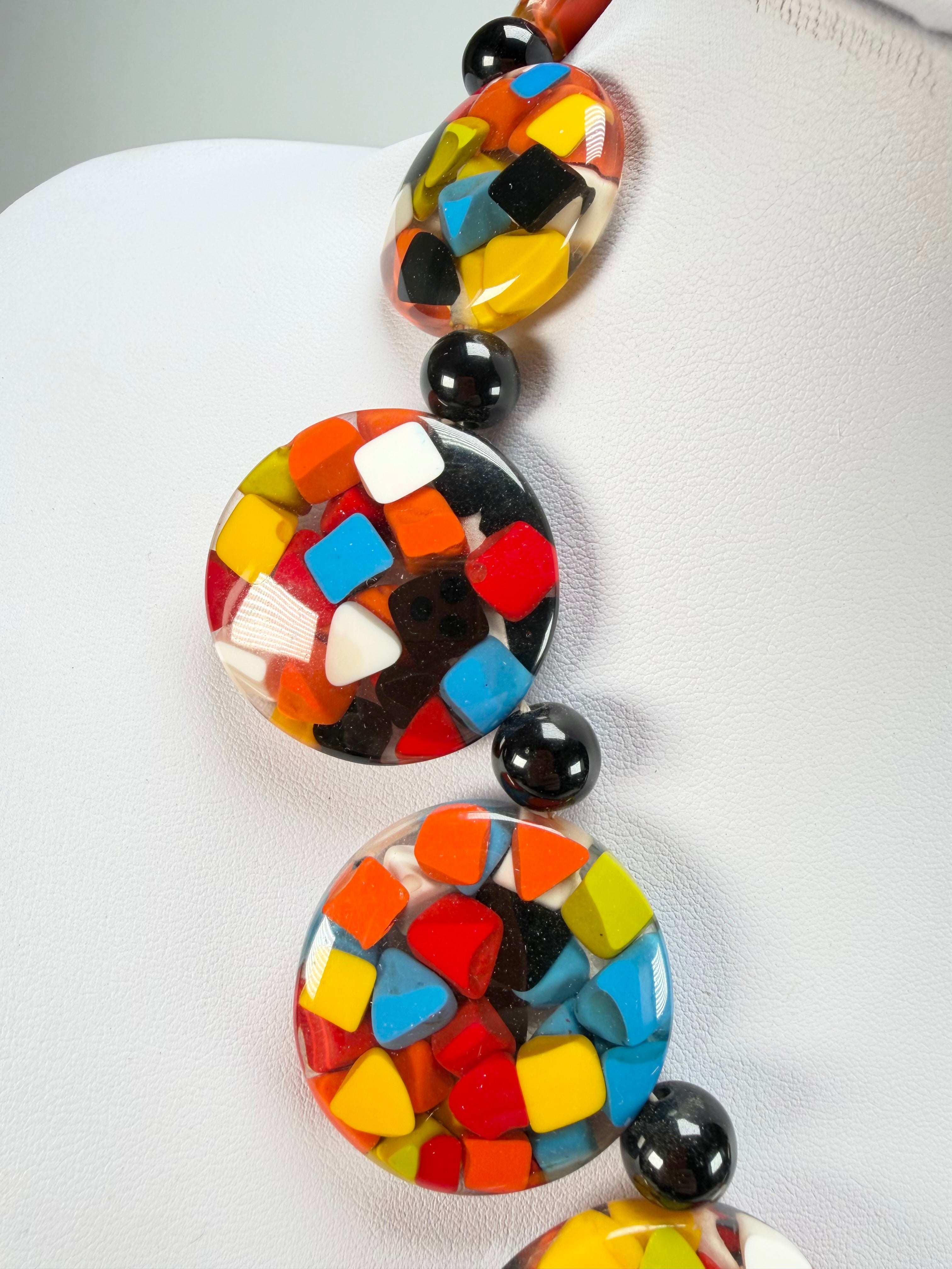 Marion Godart - Confetti "Bouclier" Black + Summer Mix Resin Necklace