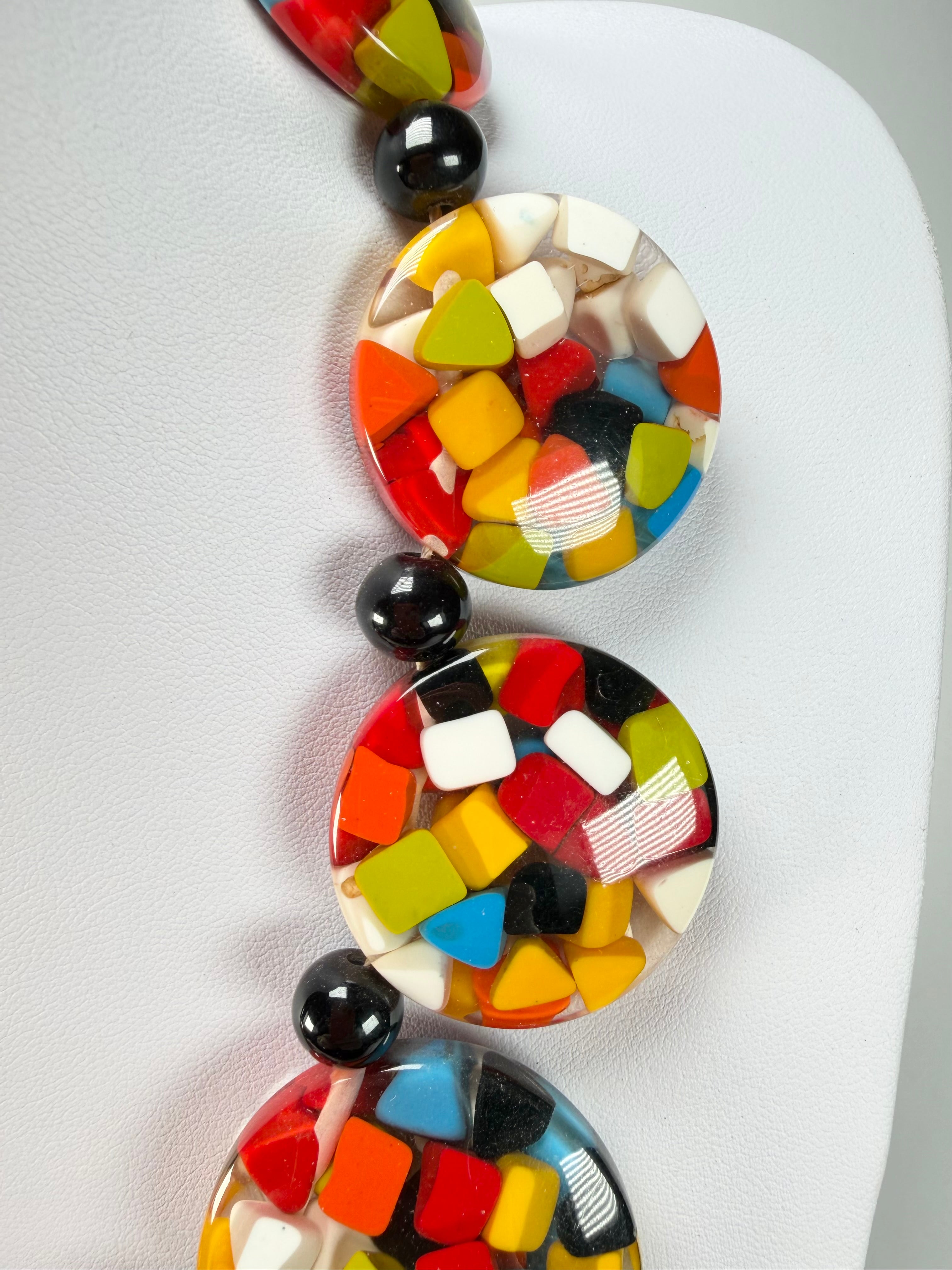 Marion Godart - Confetti "Bouclier" Black + Summer Mix Resin Necklace