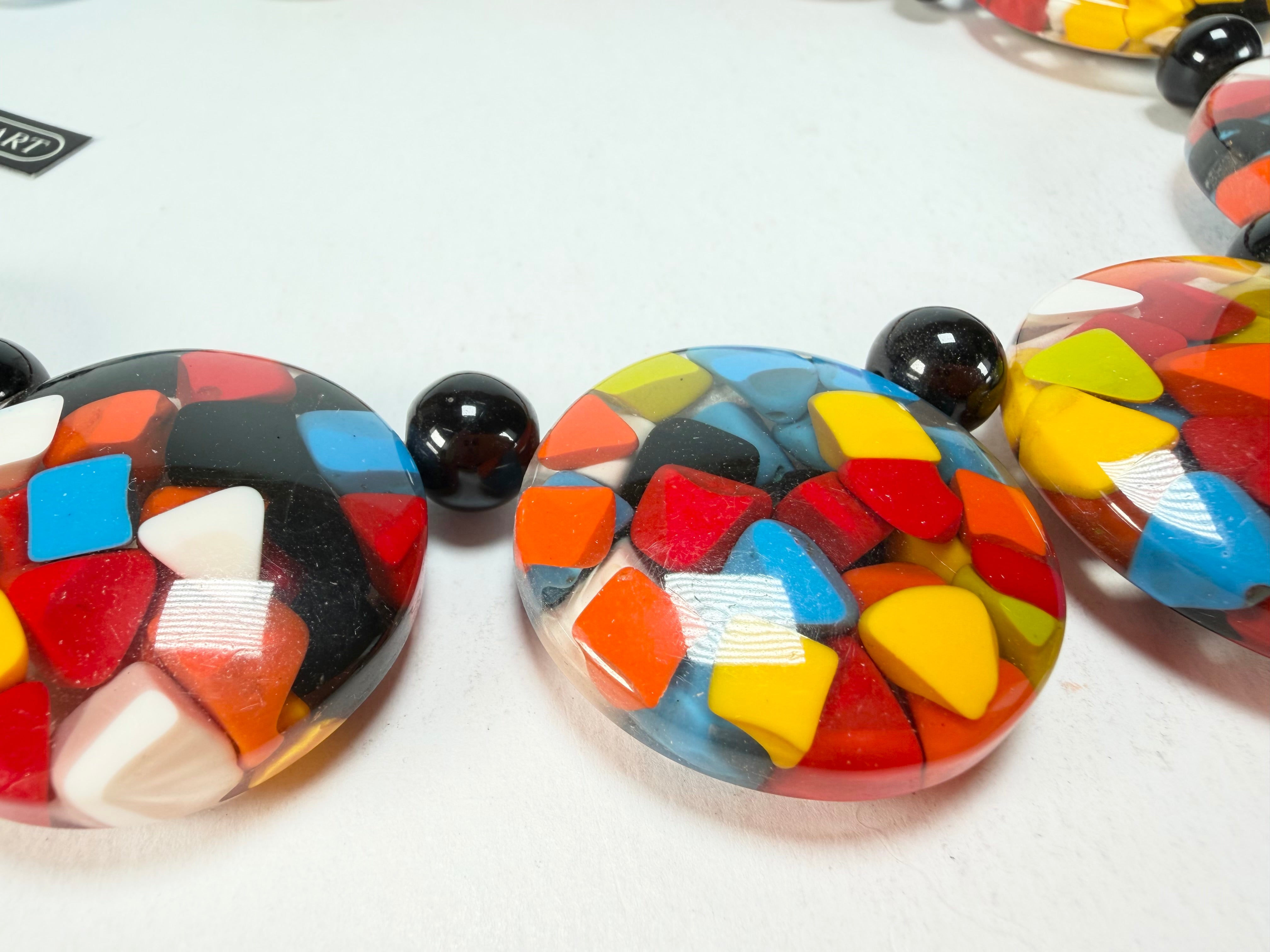 Marion Godart - Confetti "Bouclier" Black + Summer Mix Resin Necklace