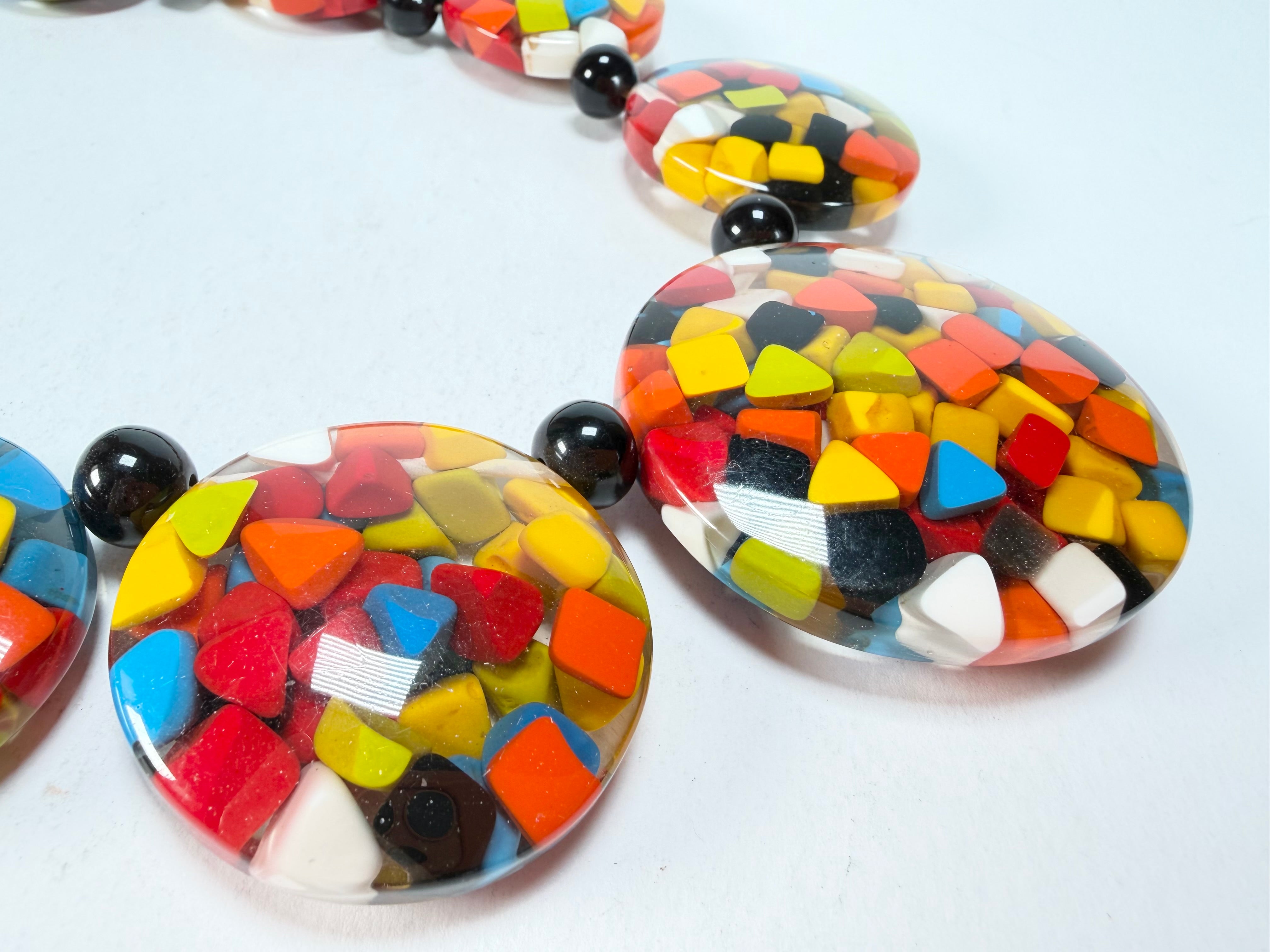Marion Godart - Confetti "Bouclier" Black + Summer Mix Resin Necklace