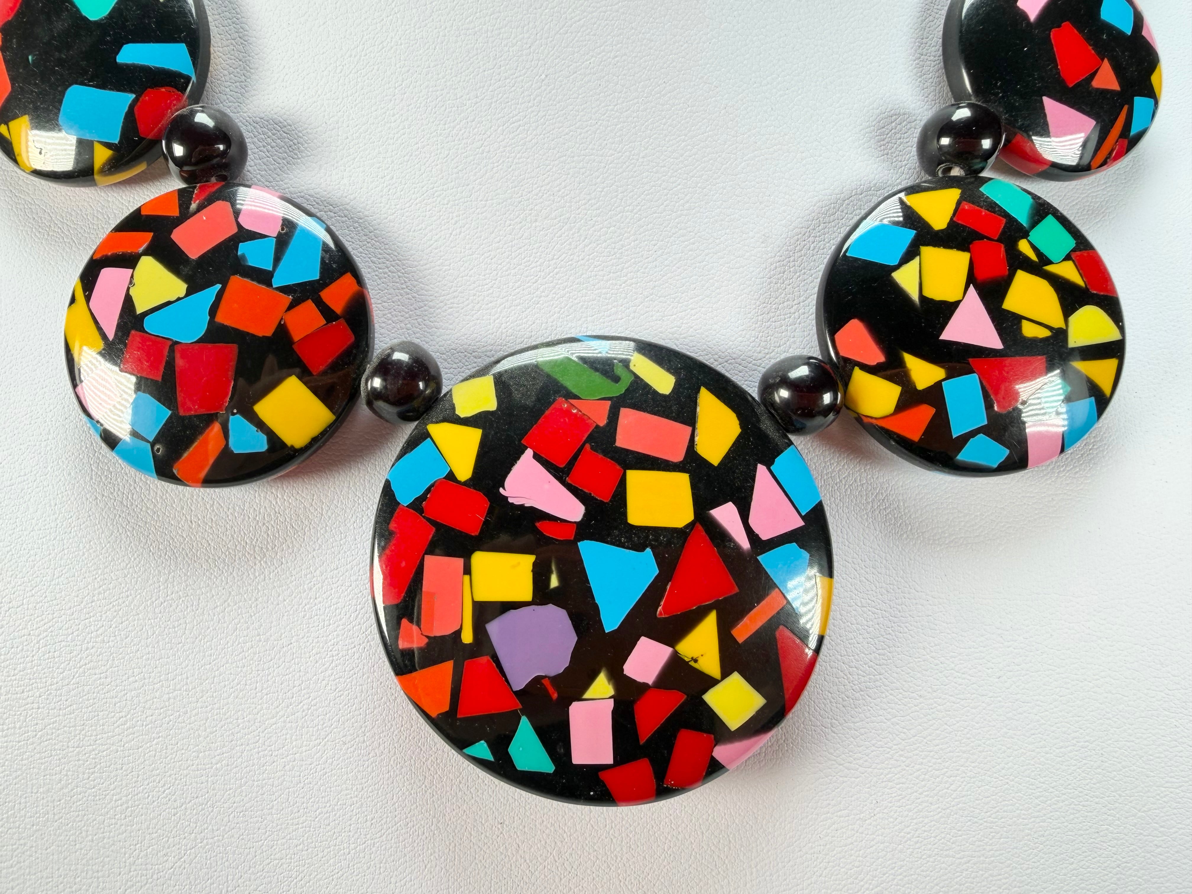 Marion Godart - Confetti "Bouclier" Art-Deco Mix Resin Necklace
