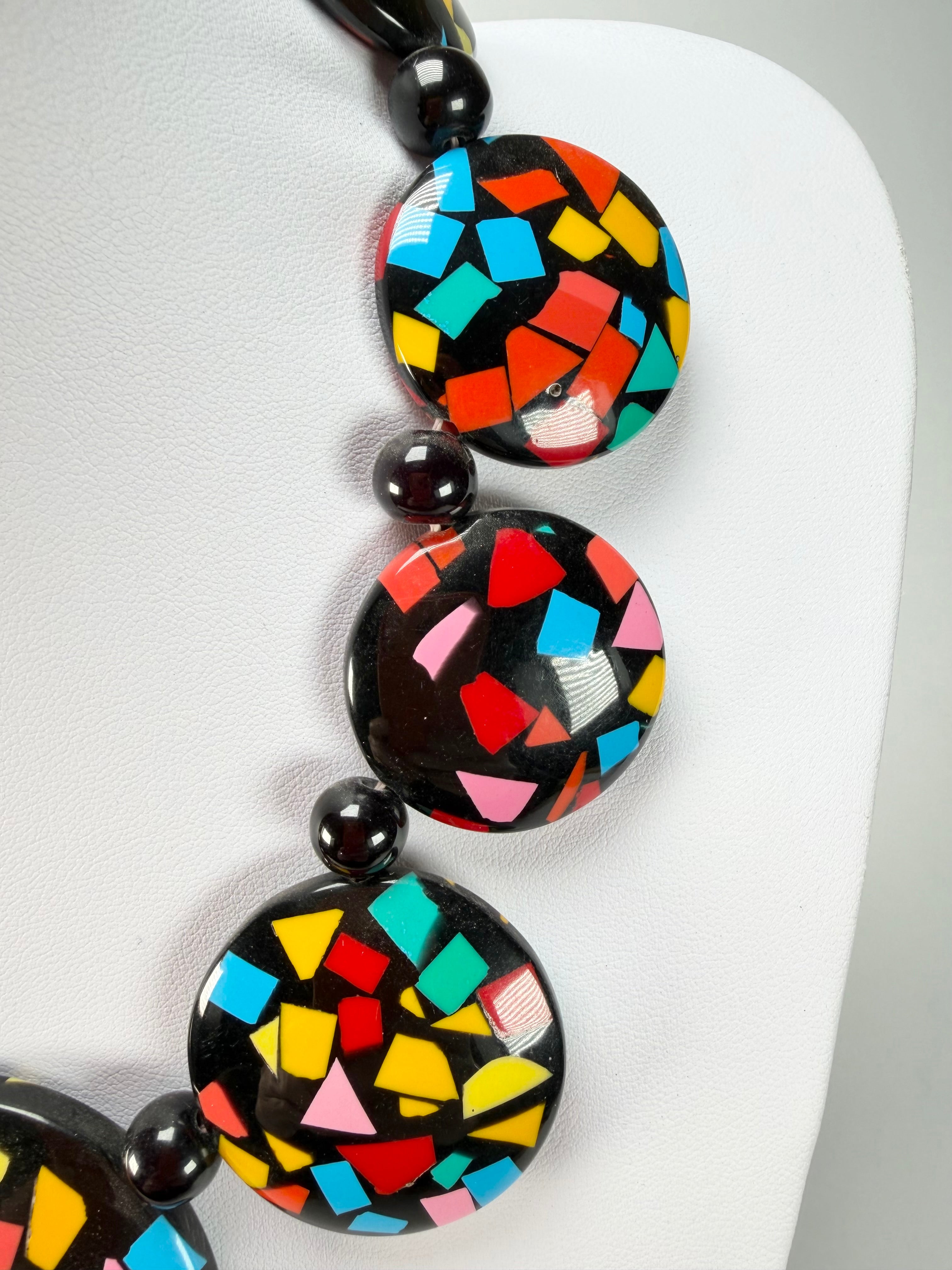 Marion Godart - Confetti "Bouclier" Art-Deco Mix Resin Necklace