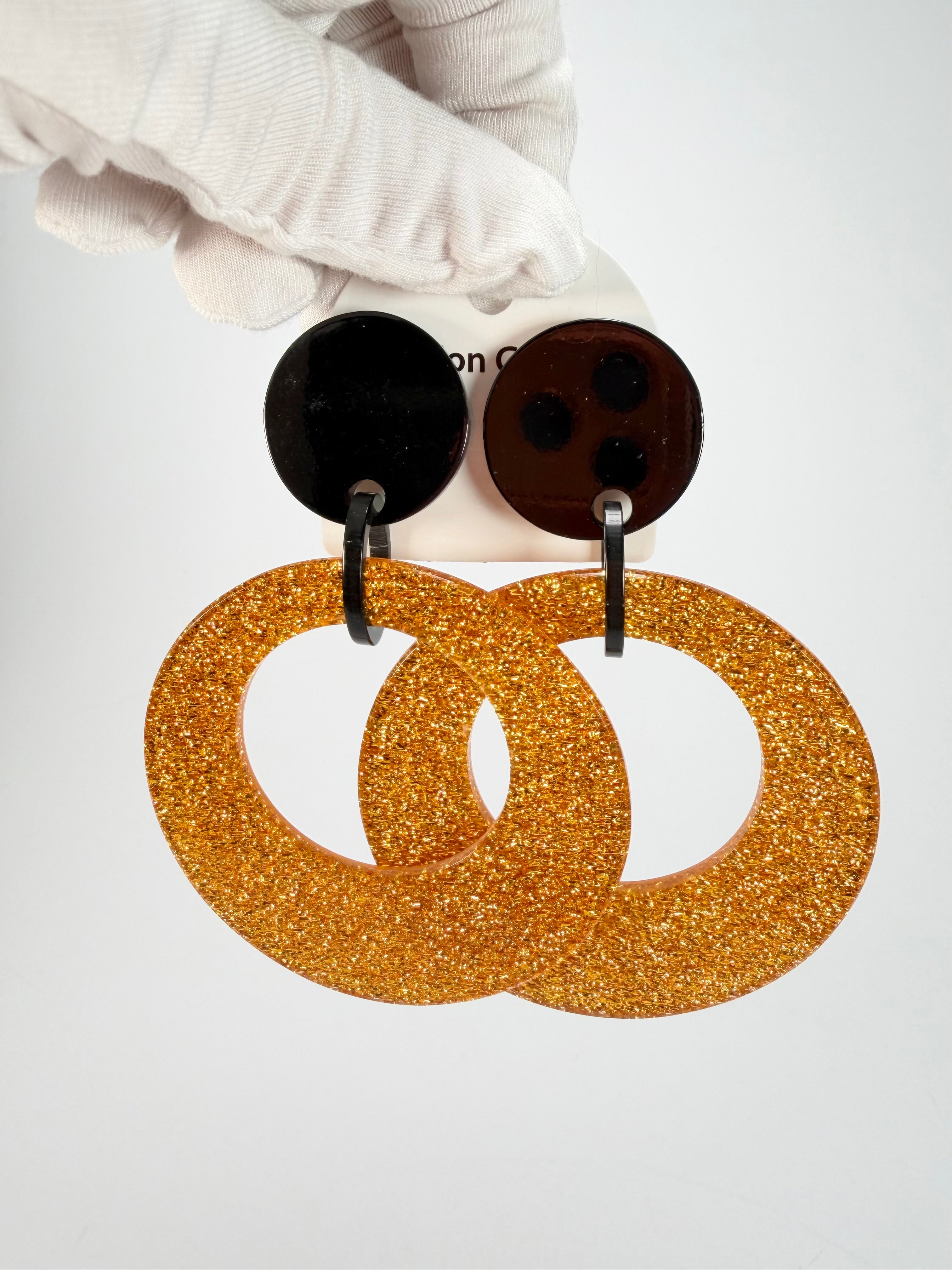 Marion Godart - Sparkle "Cerceaux" Gold Shimmer Resin Clip On Earrings