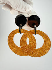Marion Godart - Sparkle "Cerceaux" Gold Shimmer Resin Clip On Earrings