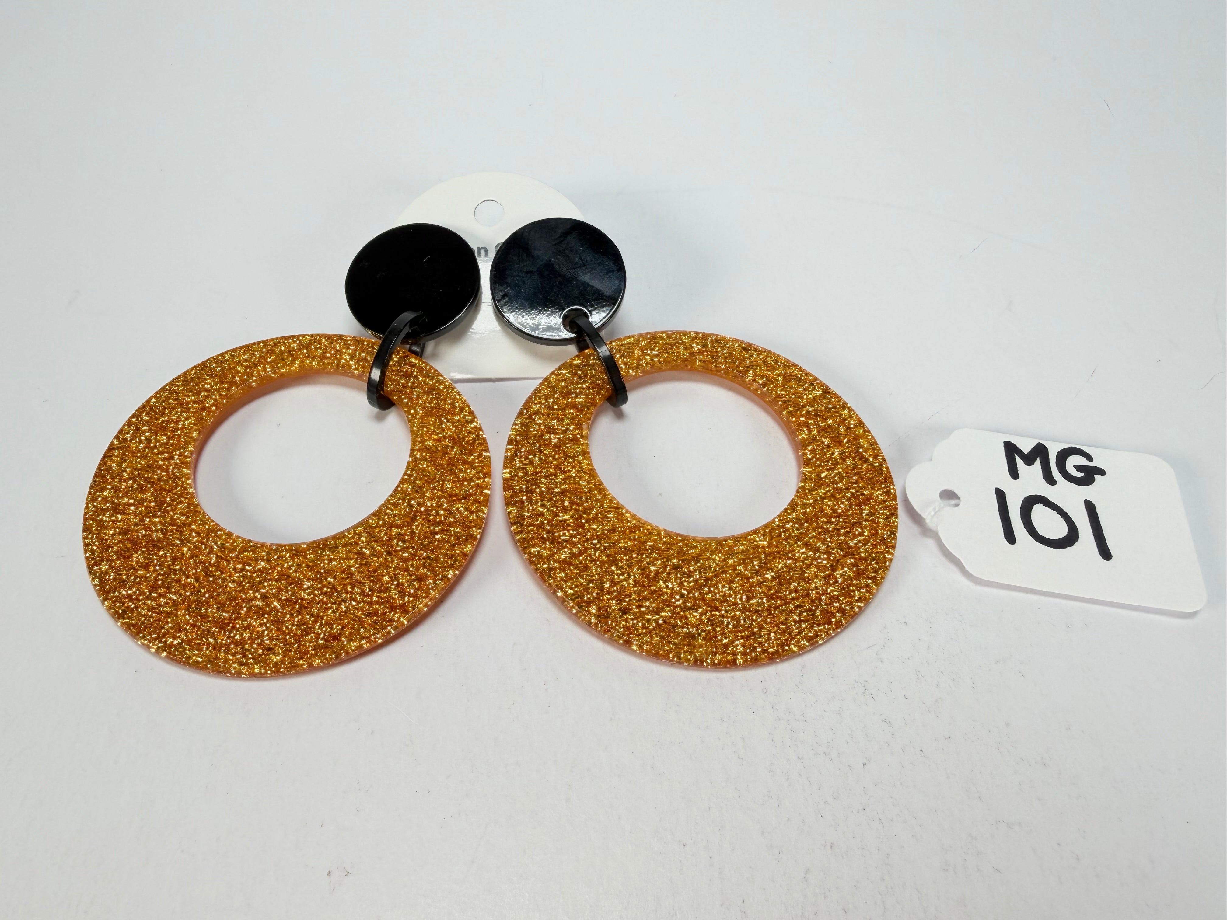 Marion Godart - Sparkle "Cerceaux" Gold Shimmer Resin Clip On Earrings