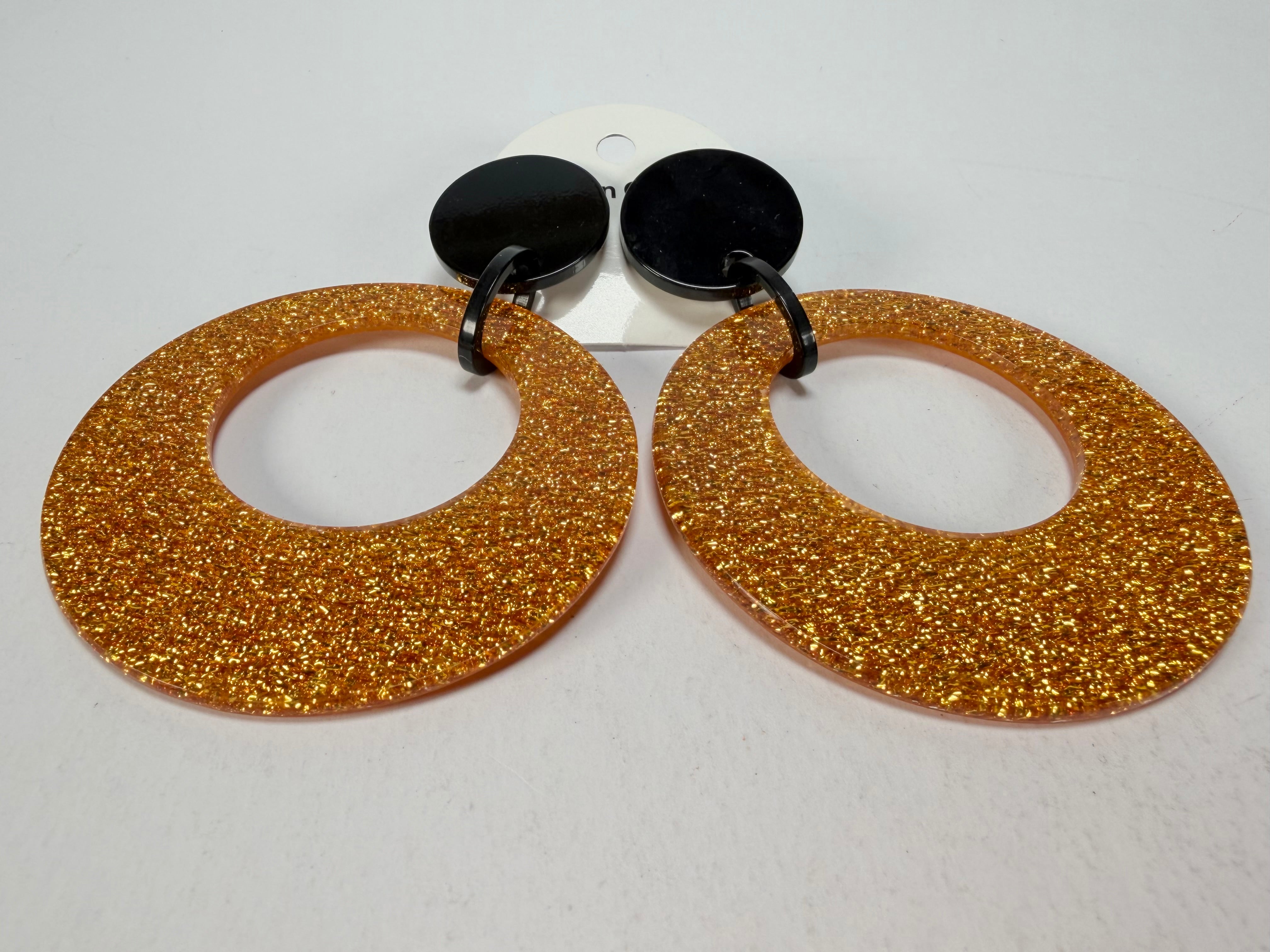 Marion Godart - Sparkle "Cerceaux" Gold Shimmer Resin Clip On Earrings