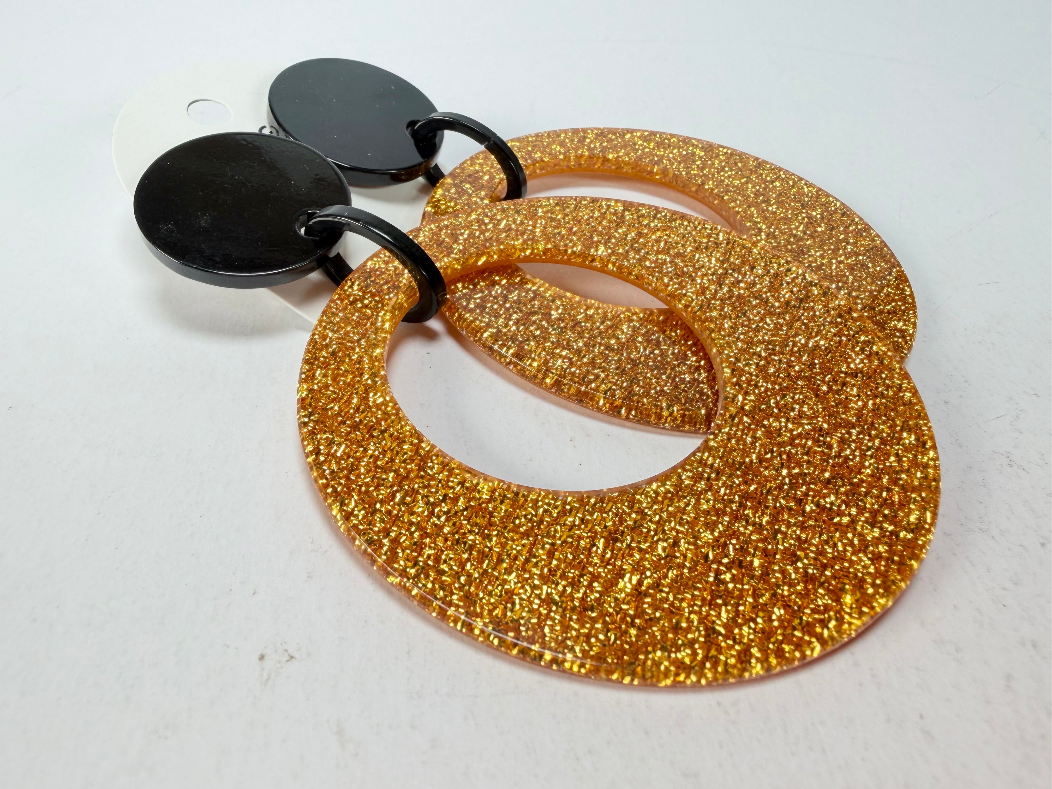 Marion Godart - Sparkle "Cerceaux" Gold Shimmer Resin Clip On Earrings