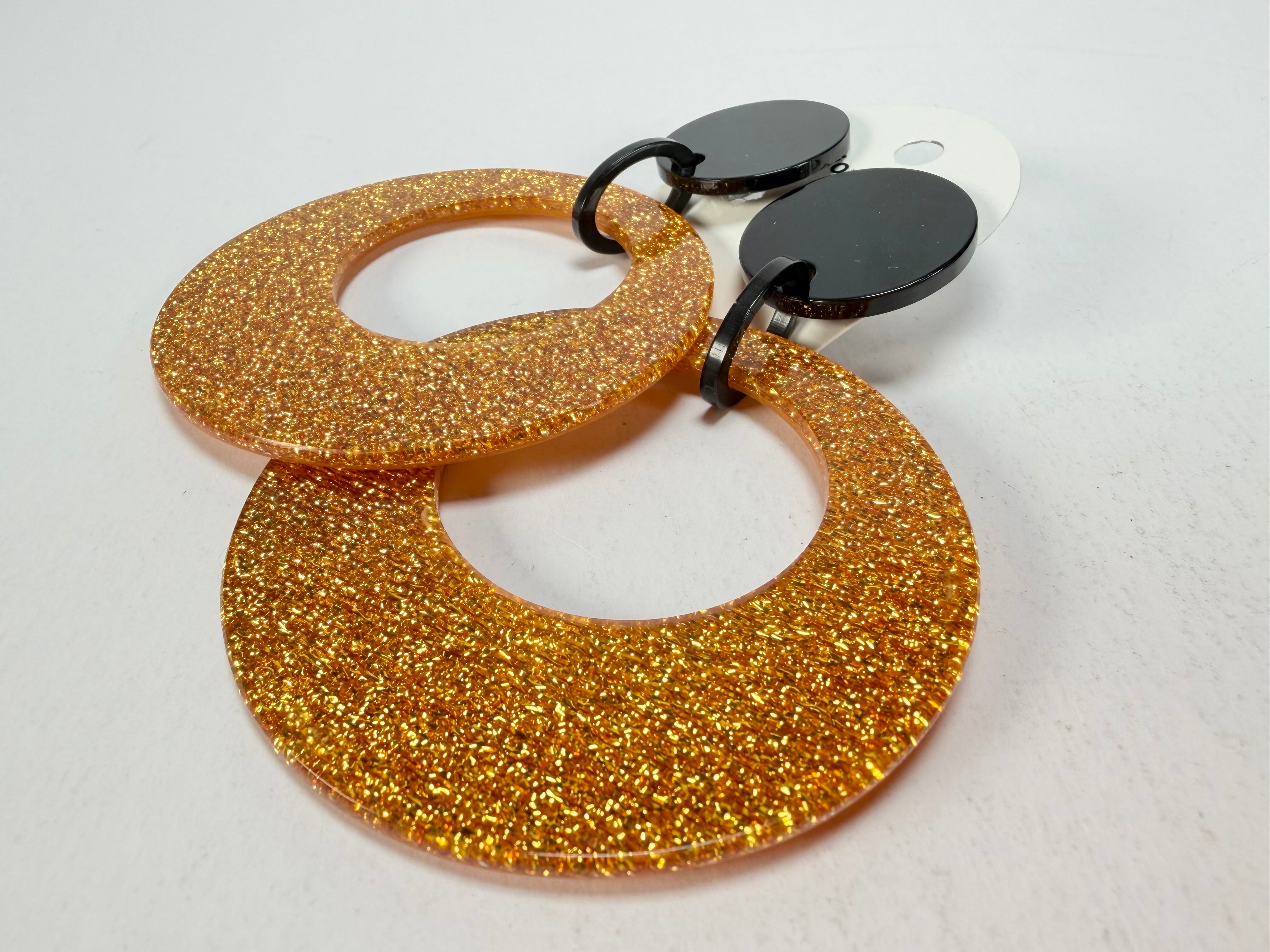 Marion Godart - Sparkle "Cerceaux" Gold Shimmer Resin Clip On Earrings