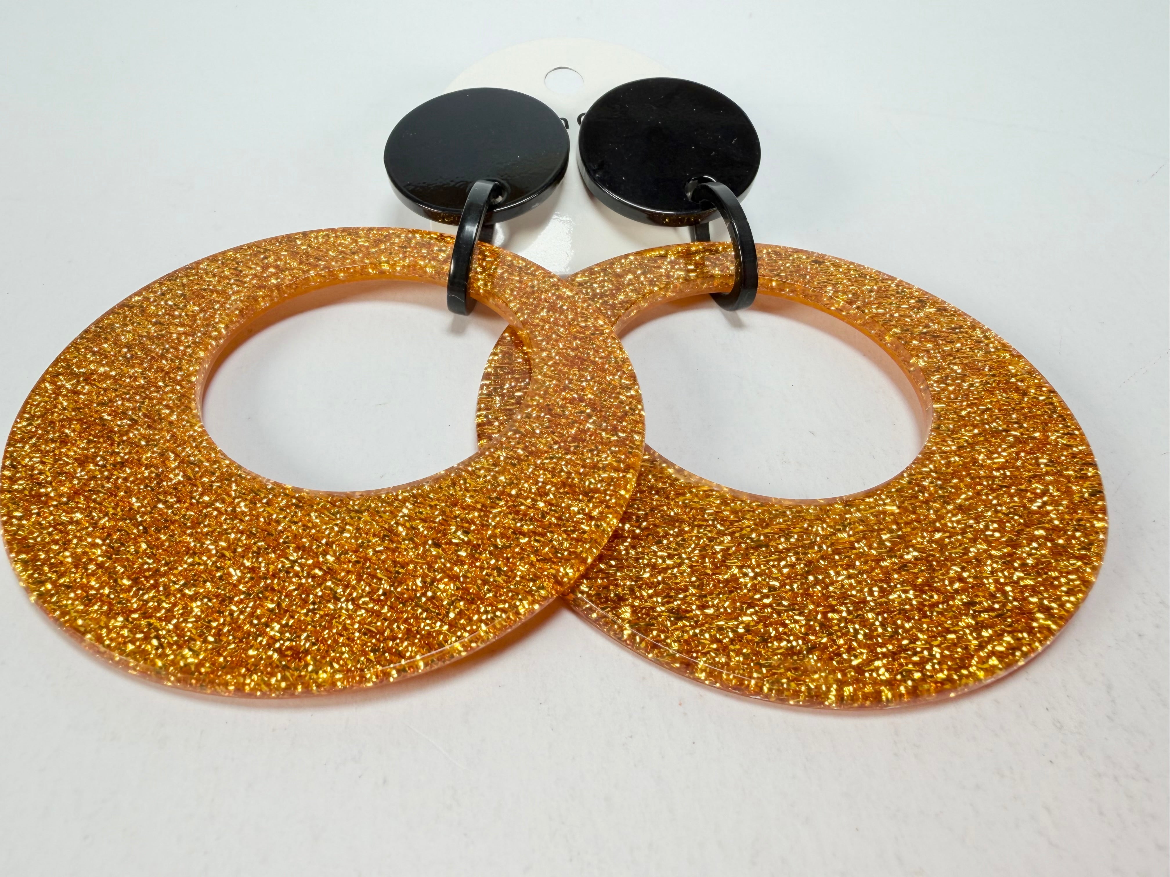 Marion Godart - Sparkle "Cerceaux" Gold Shimmer Resin Clip On Earrings