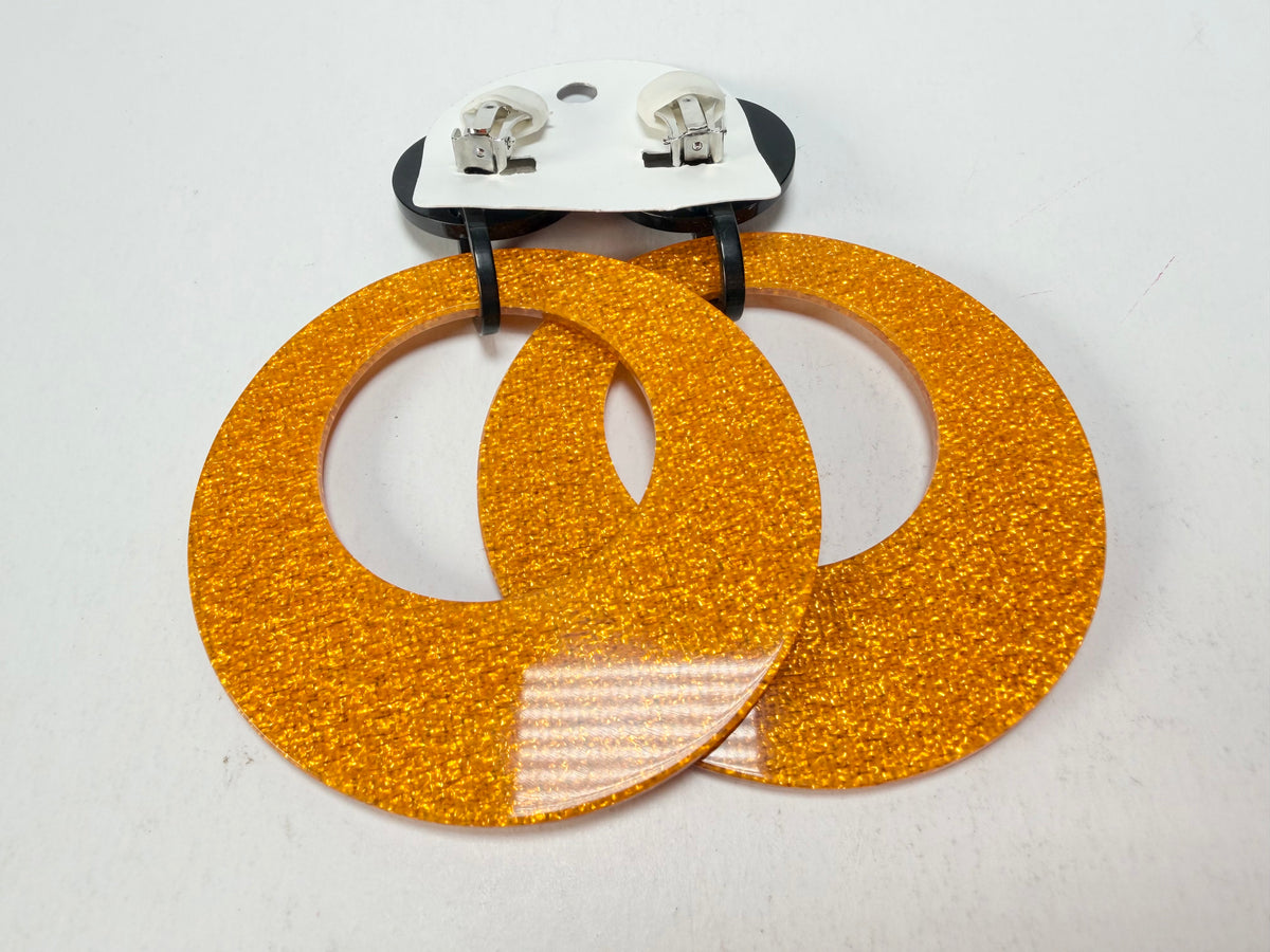 Marion Godart - Sparkle "Cerceaux" Gold Shimmer Resin Clip On Earrings