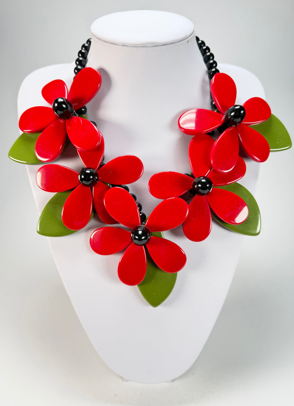 Marion Godart - Floral "Grand Pétale" Red Flower Resin Necklace