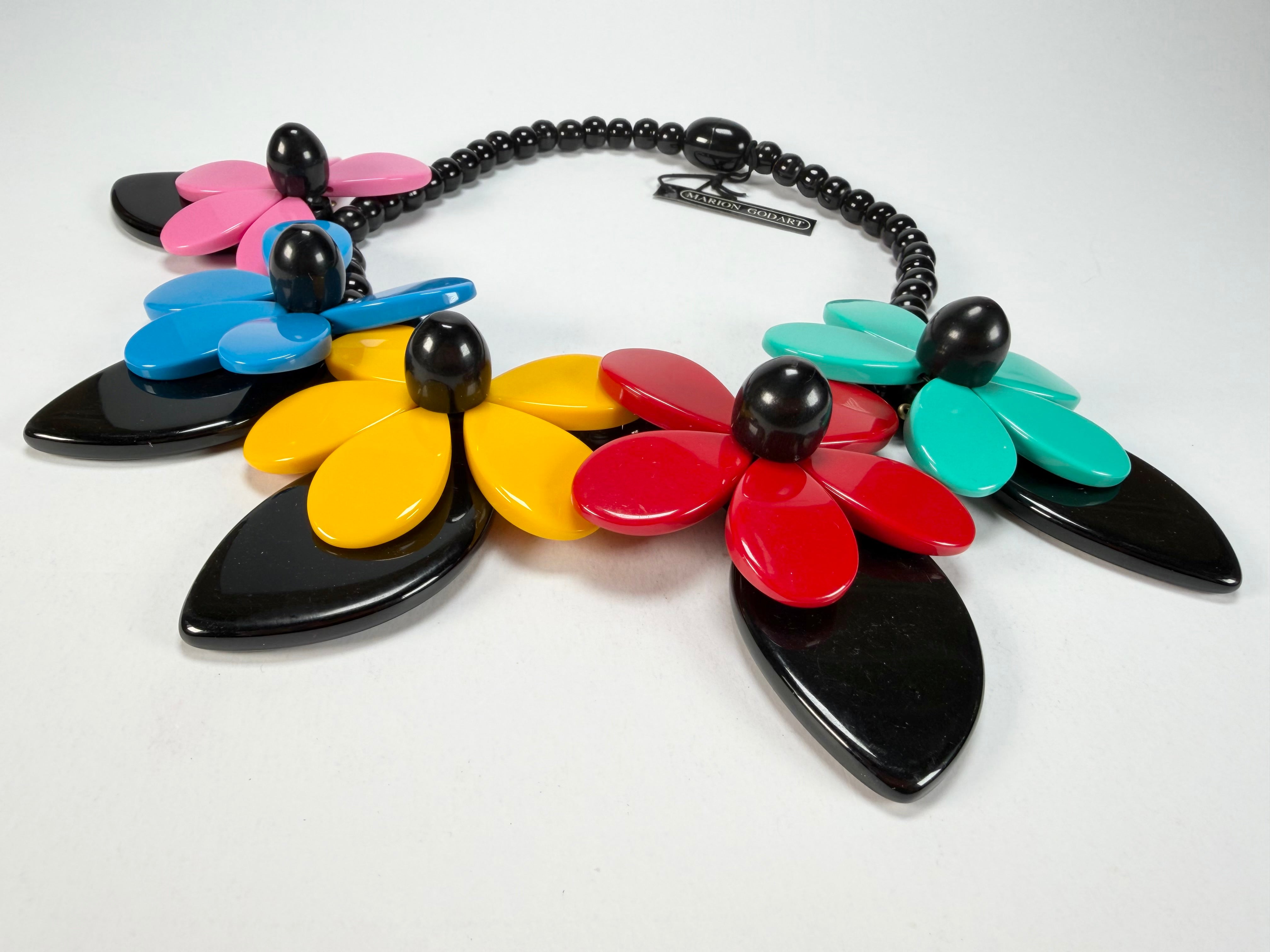 Marion Godart - Floral "Grand Pétale" Multi-Colour Flower Resin Necklace