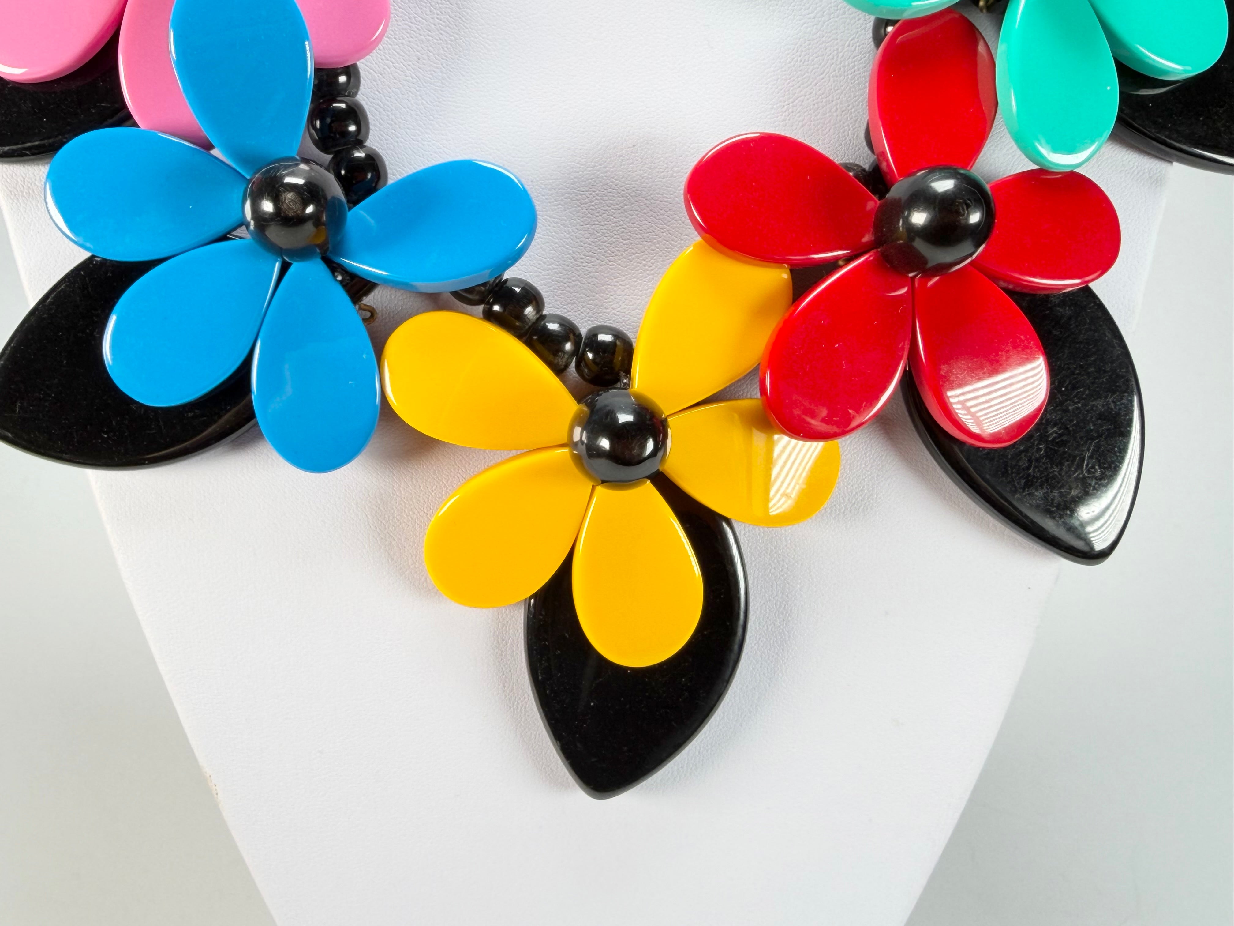 Marion Godart - Floral "Grand Pétale" Multi-Colour Flower Resin Necklace