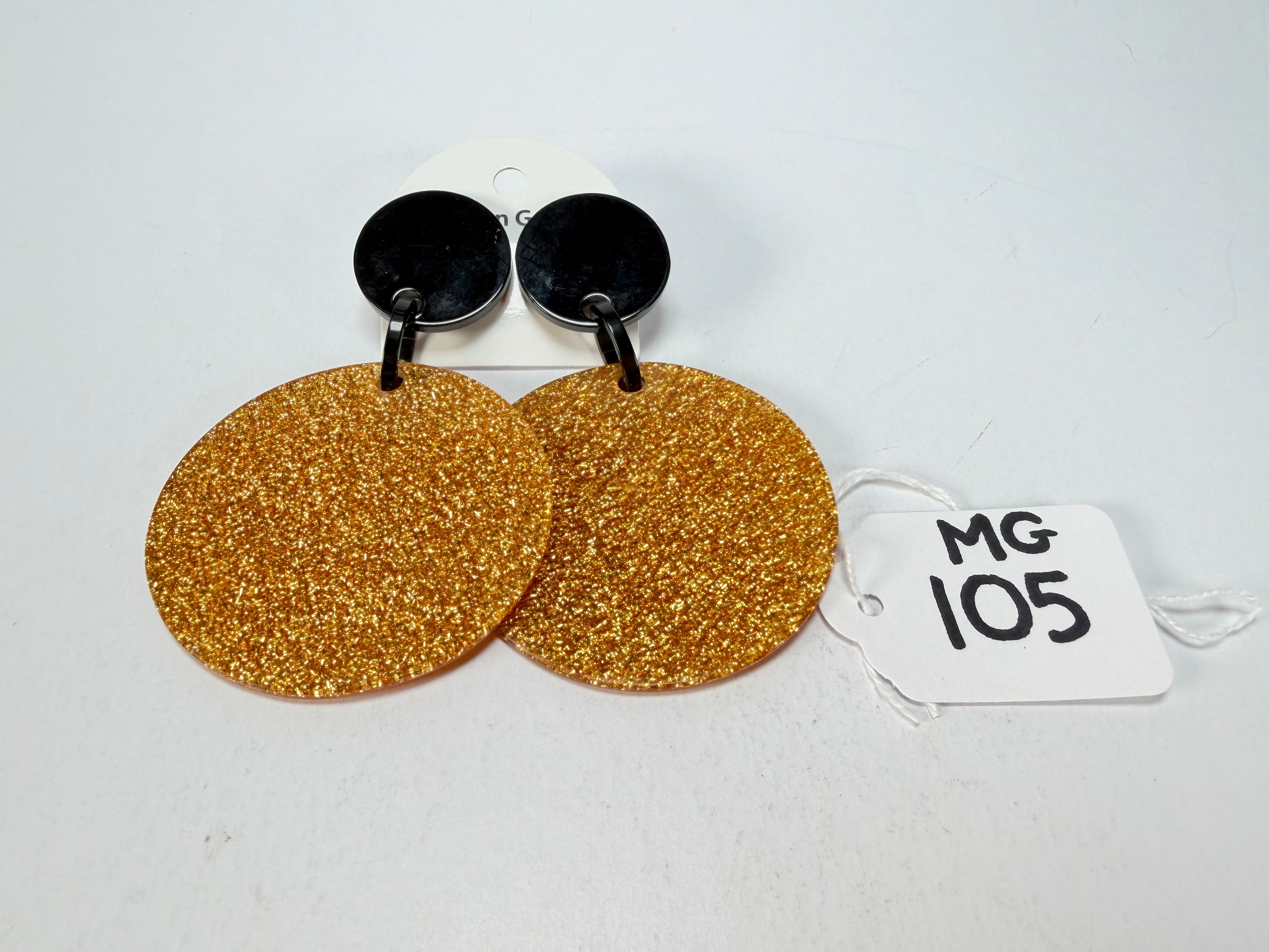 Marion Godart - Sparkle "Disques" Gold Shimmer Resin Clip On Earrings