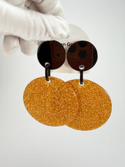 Marion Godart - Sparkle "Disques" Gold Shimmer Resin Clip On Earrings