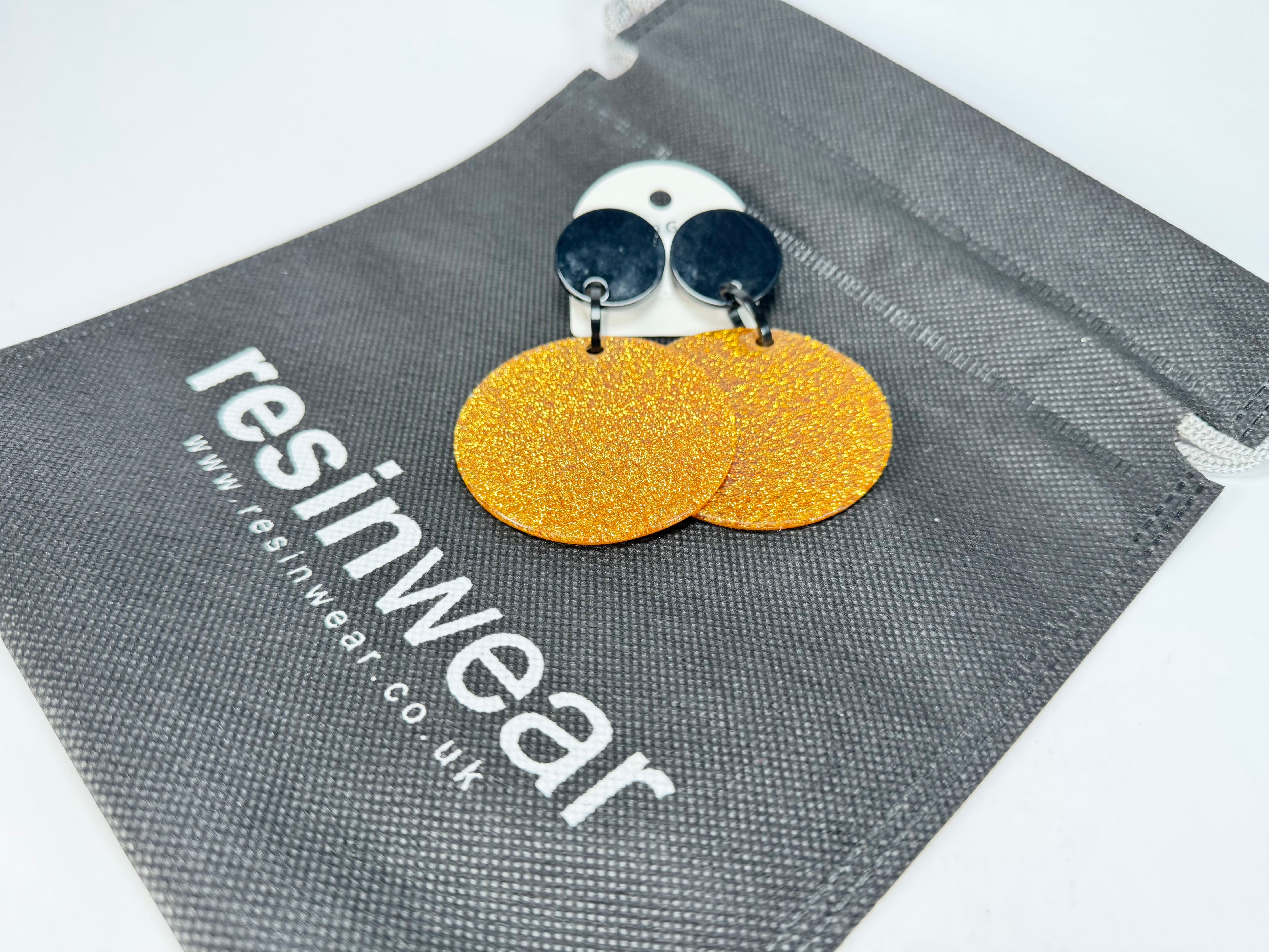 Marion Godart - Sparkle "Disques" Gold Shimmer Resin Clip On Earrings