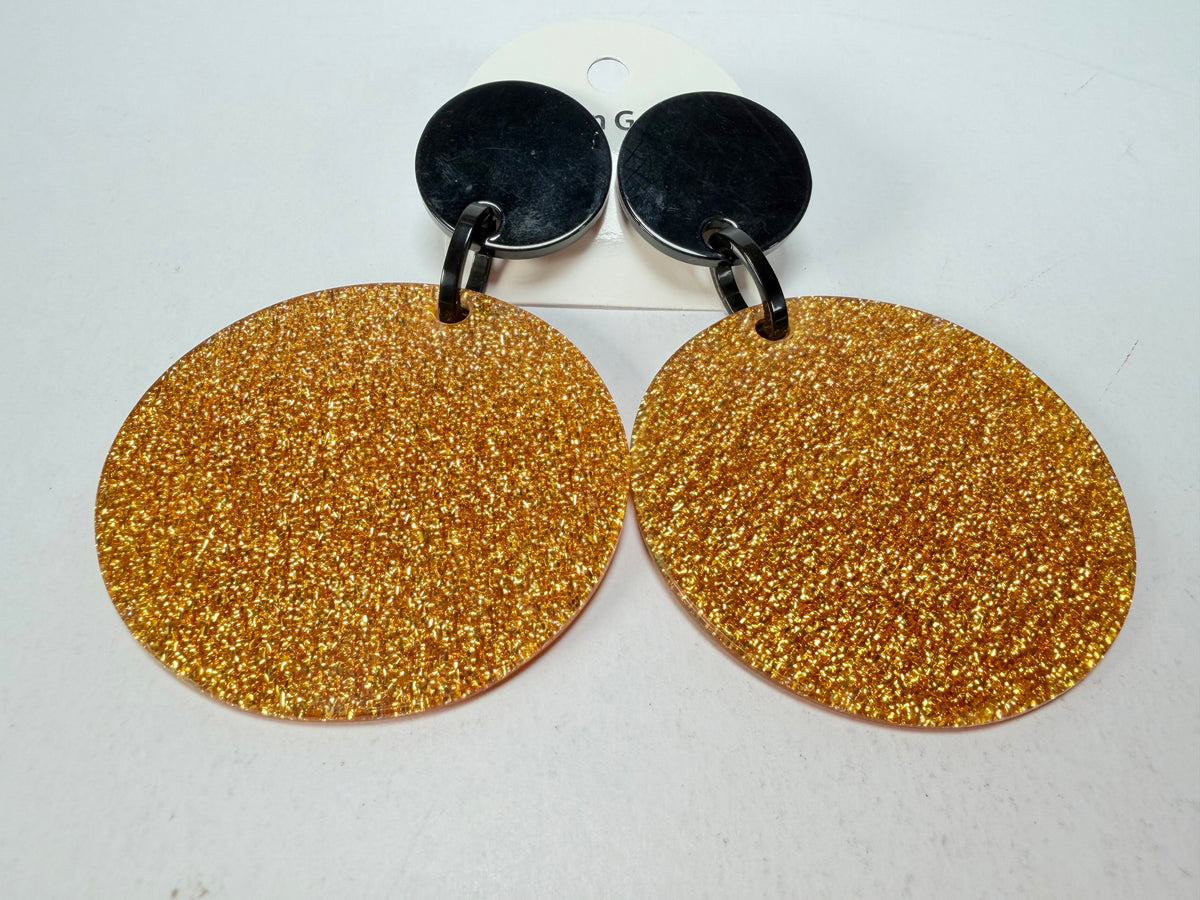 Marion Godart - Sparkle "Disques" Gold Shimmer Resin Clip On Earrings