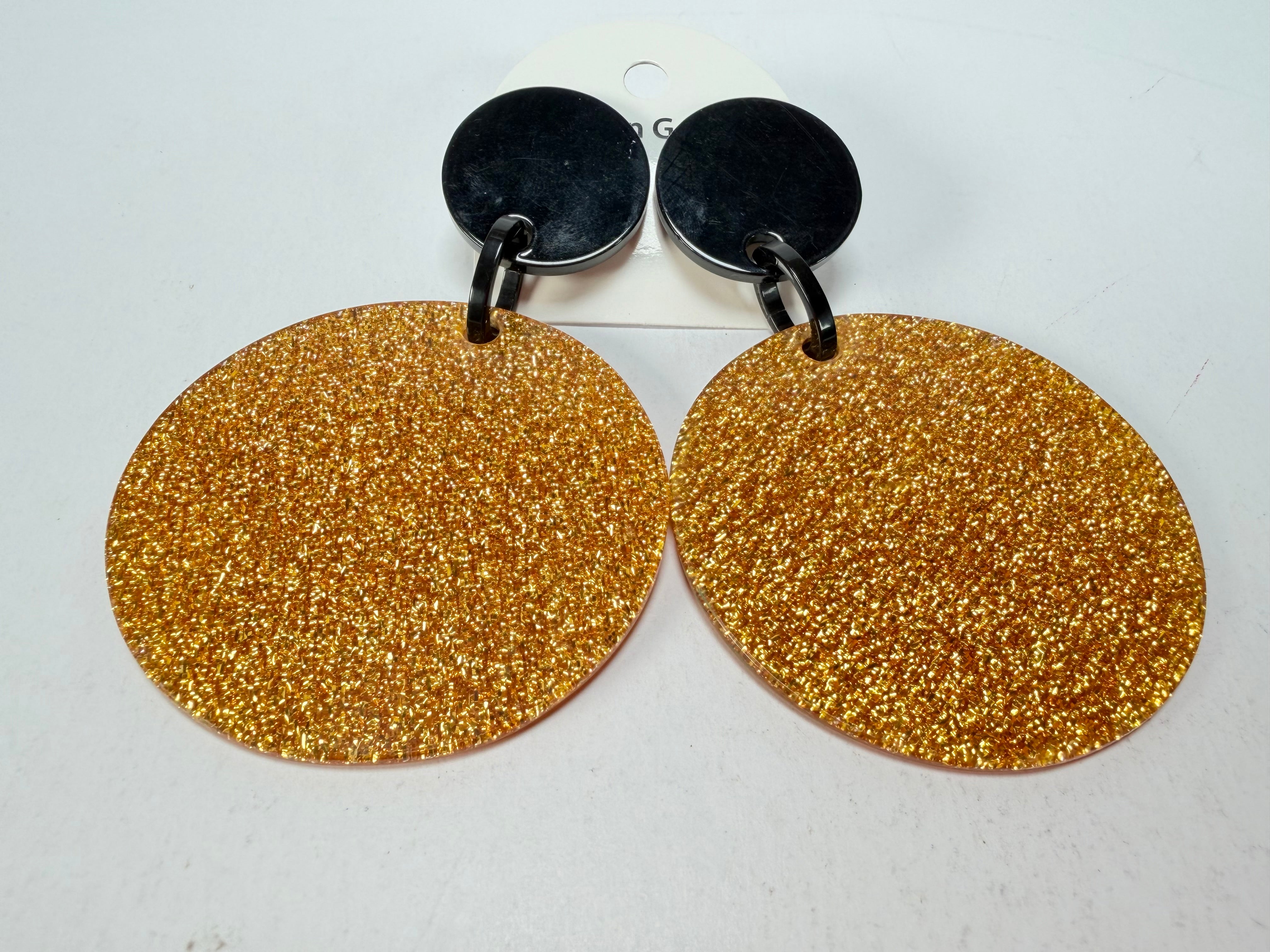 Marion Godart - Sparkle "Disques" Gold Shimmer Resin Clip On Earrings