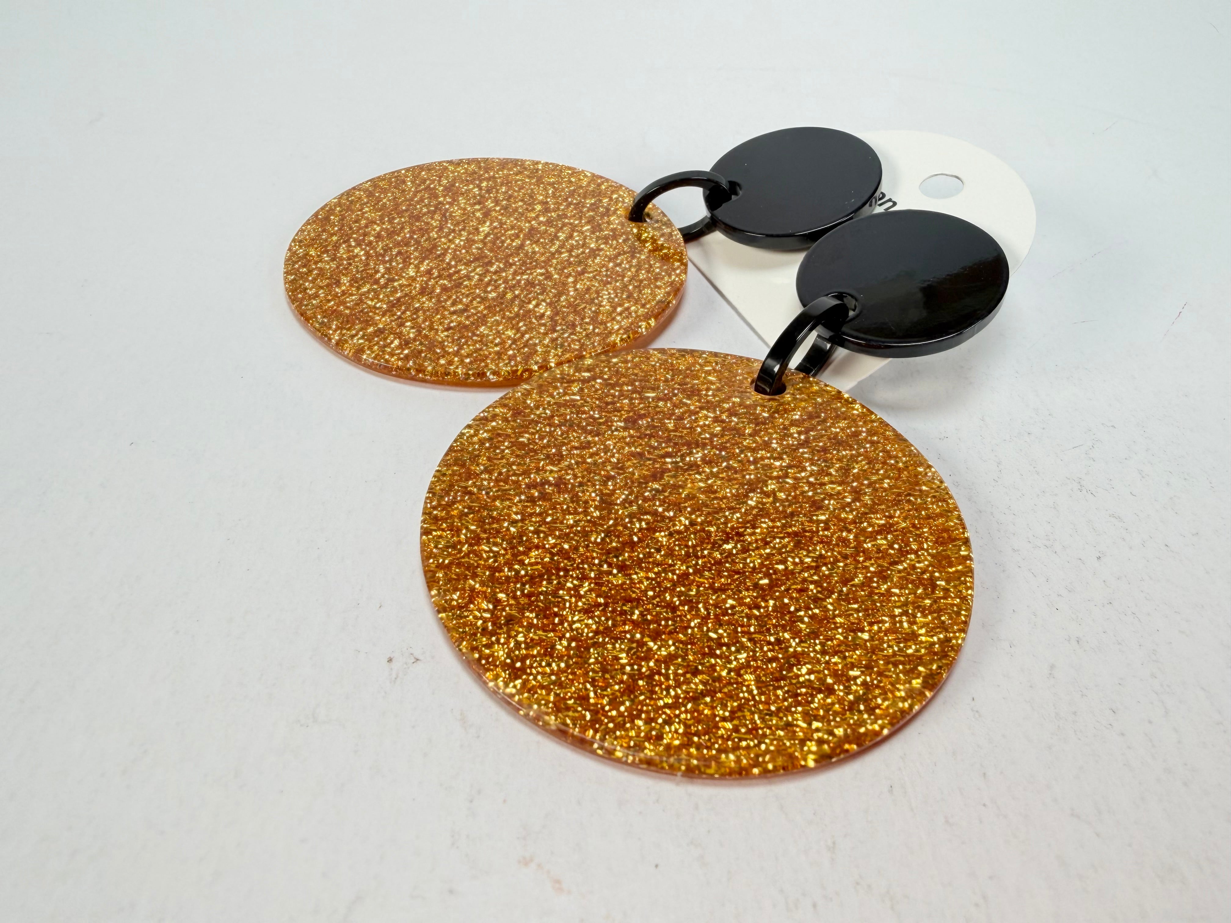 Marion Godart - Sparkle "Disques" Gold Shimmer Resin Clip On Earrings