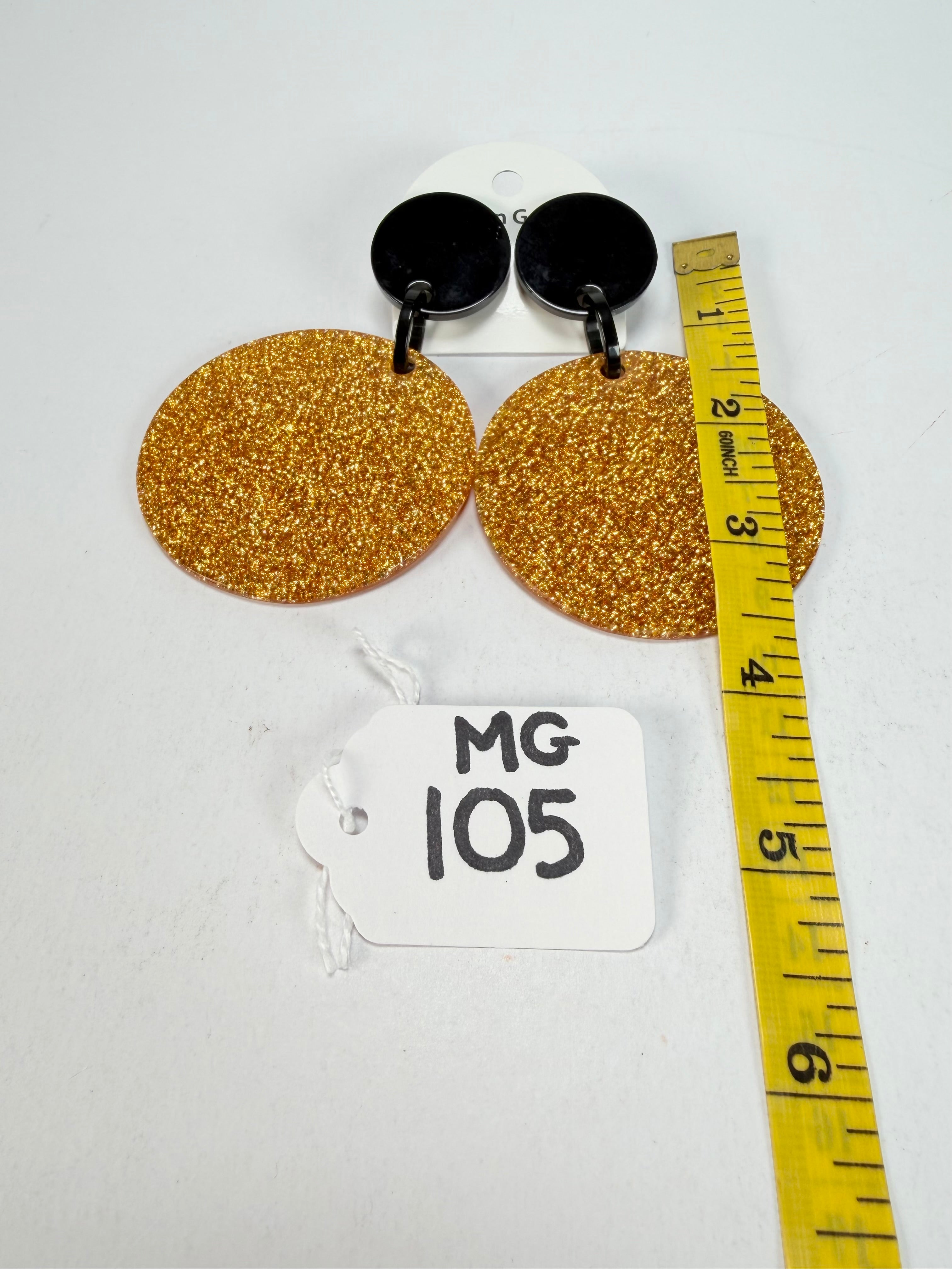 Marion Godart - Sparkle "Disques" Gold Shimmer Resin Clip On Earrings