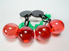 Marion Godart - Grapes "Cerises" Red Transparent Resin Clip On Earrings