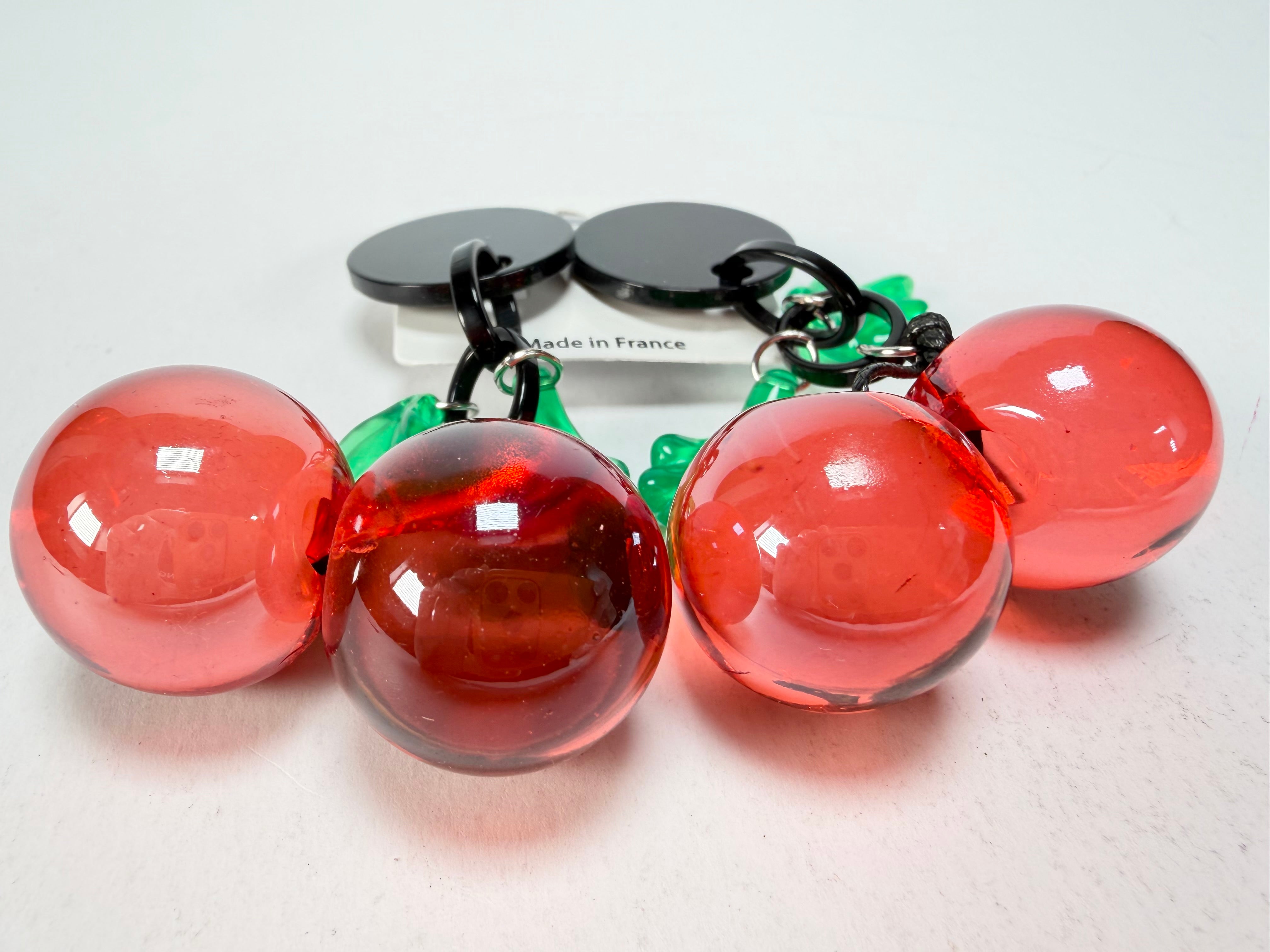 Marion Godart - Grapes "Cerises" Red Transparent Resin Clip On Earrings