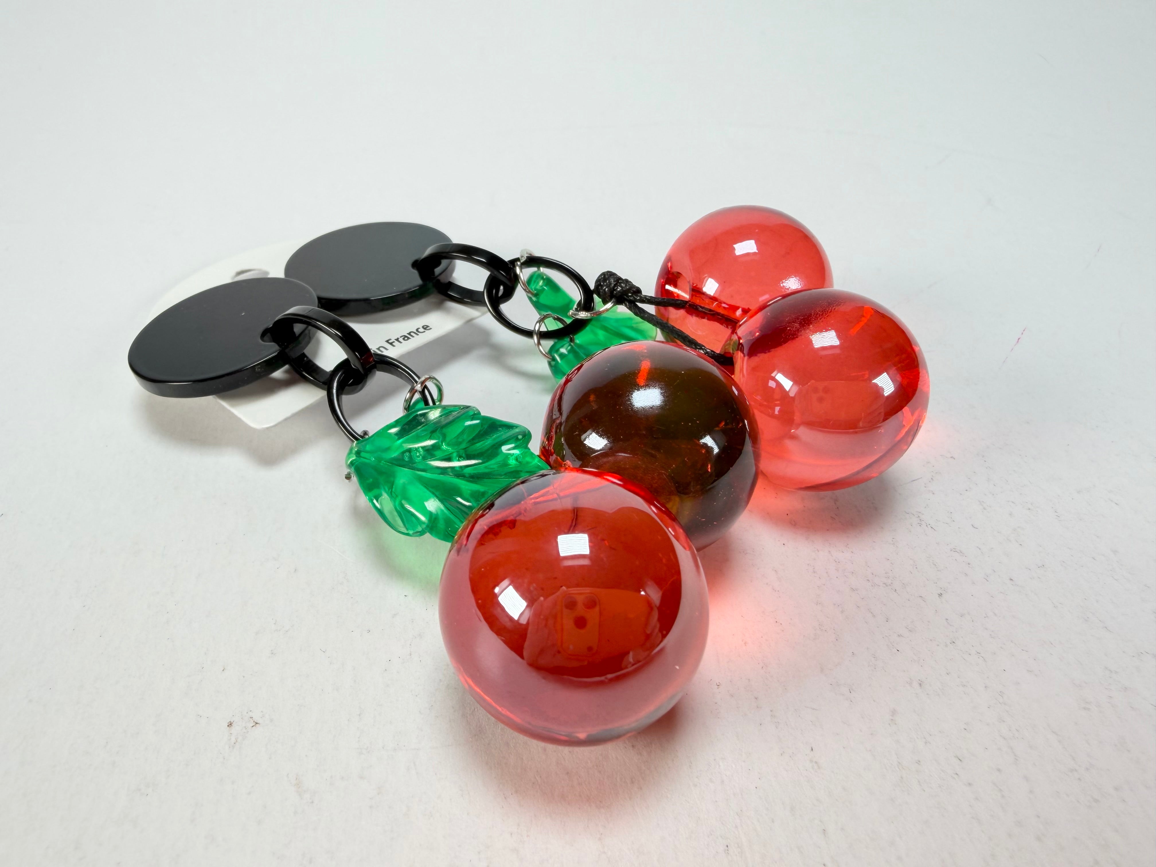 Marion Godart - Grapes "Cerises" Red Transparent Resin Clip On Earrings
