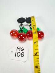 Marion Godart - Grapes "Cerises" Red Transparent Resin Clip On Earrings