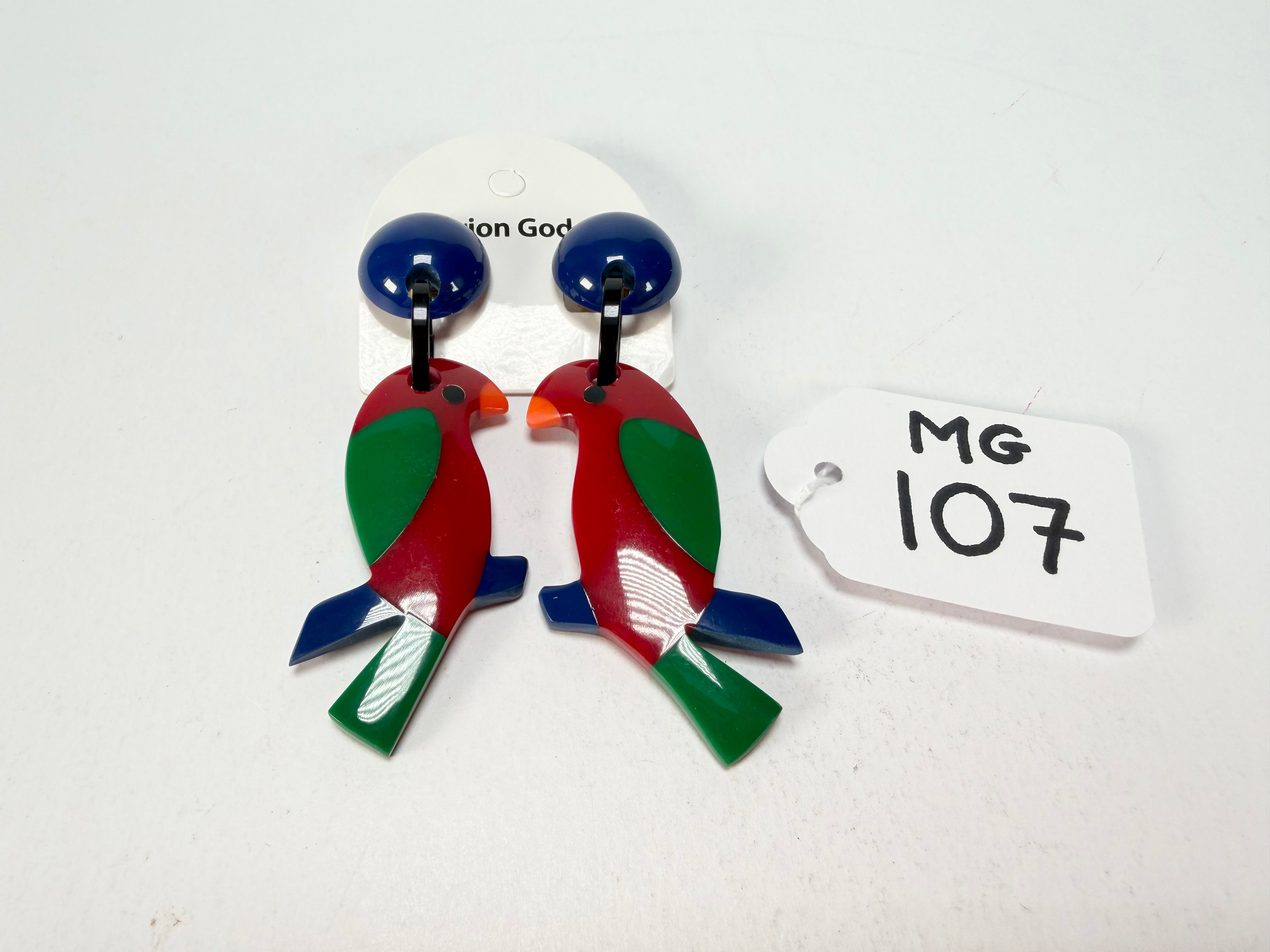 Marion Godart - Natural "Toucan" Resin Clip On Earrings