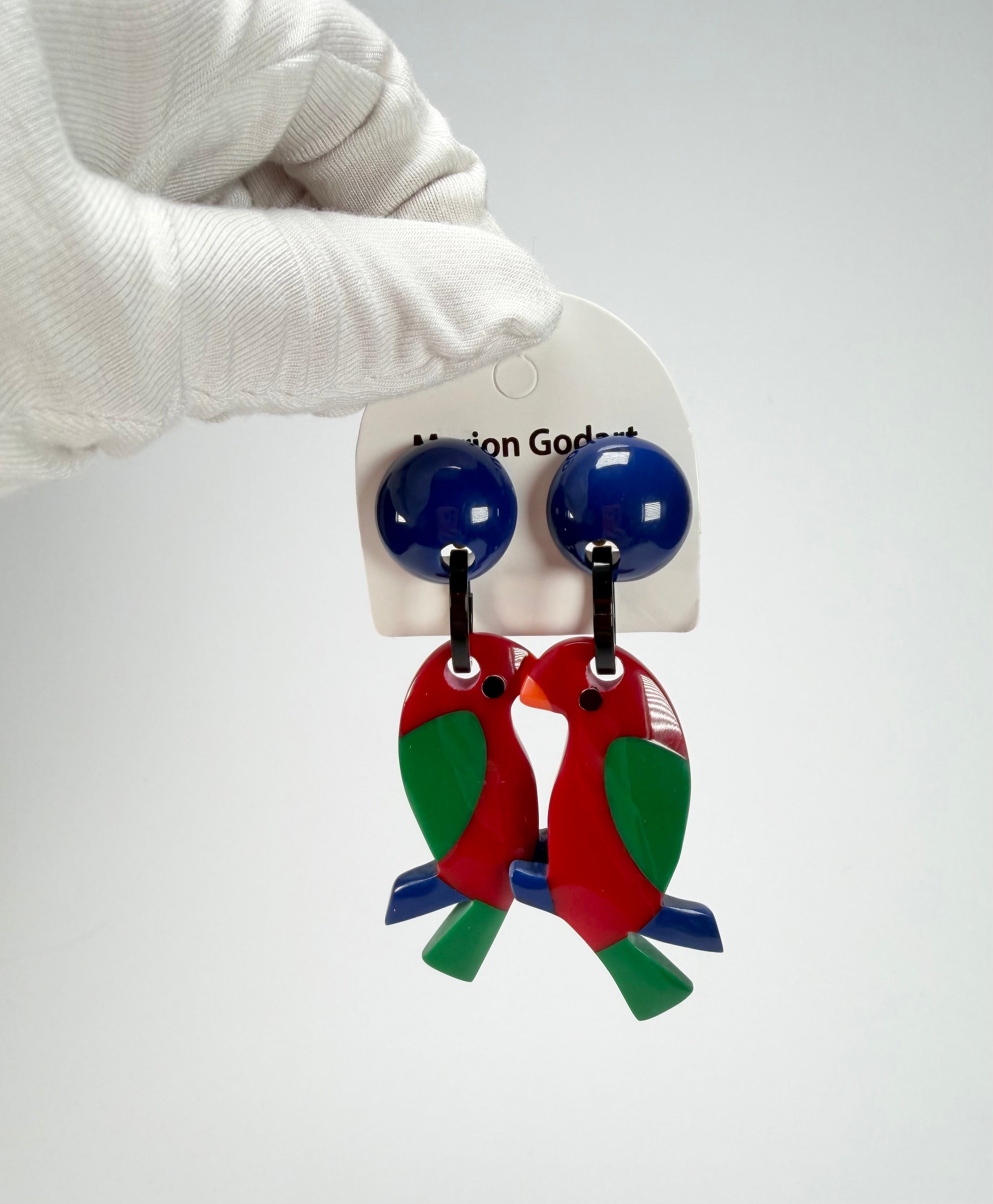 Marion Godart - Natural "Toucan" Resin Clip On Earrings