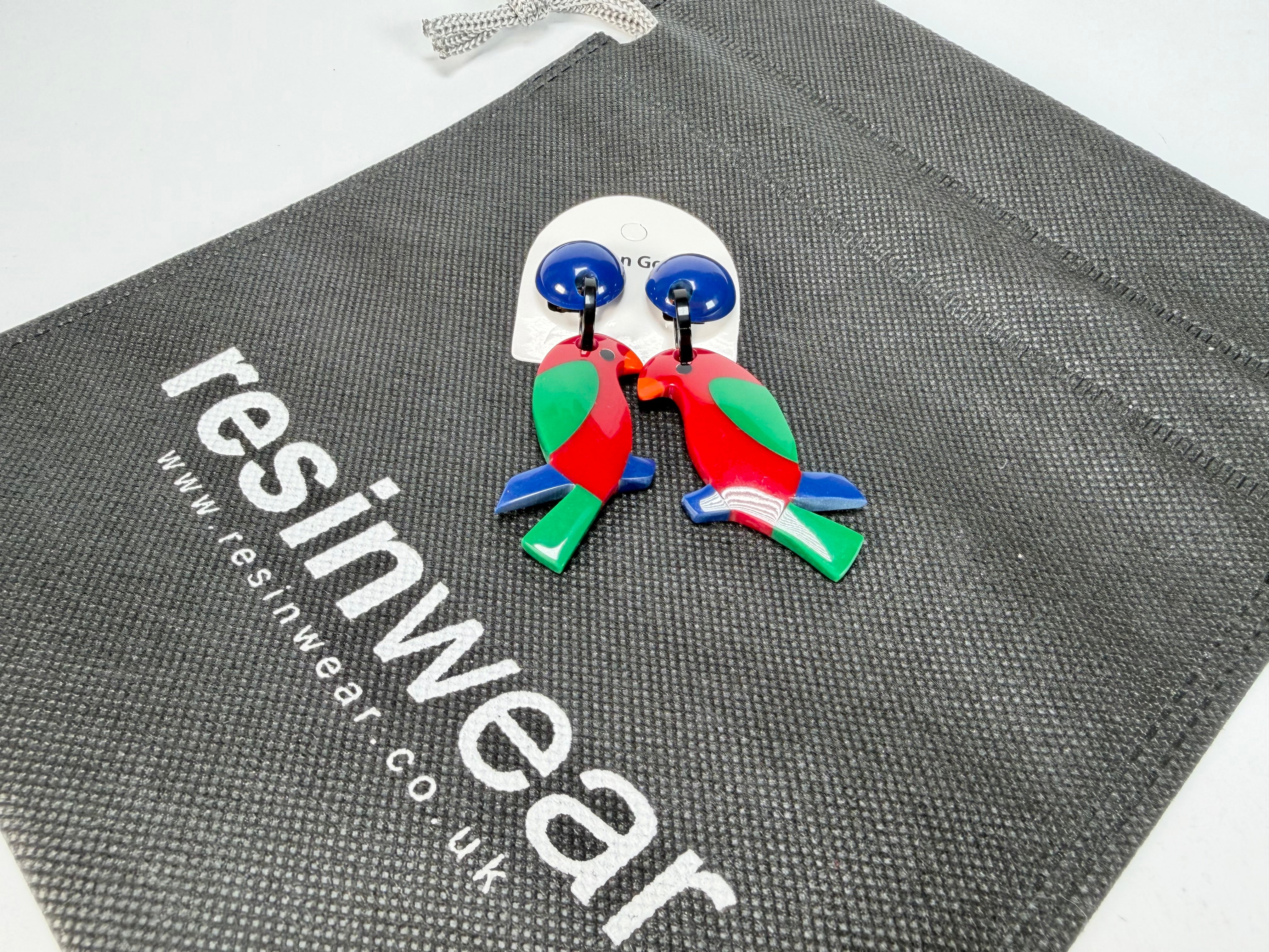 Marion Godart - Natural "Toucan" Resin Clip On Earrings